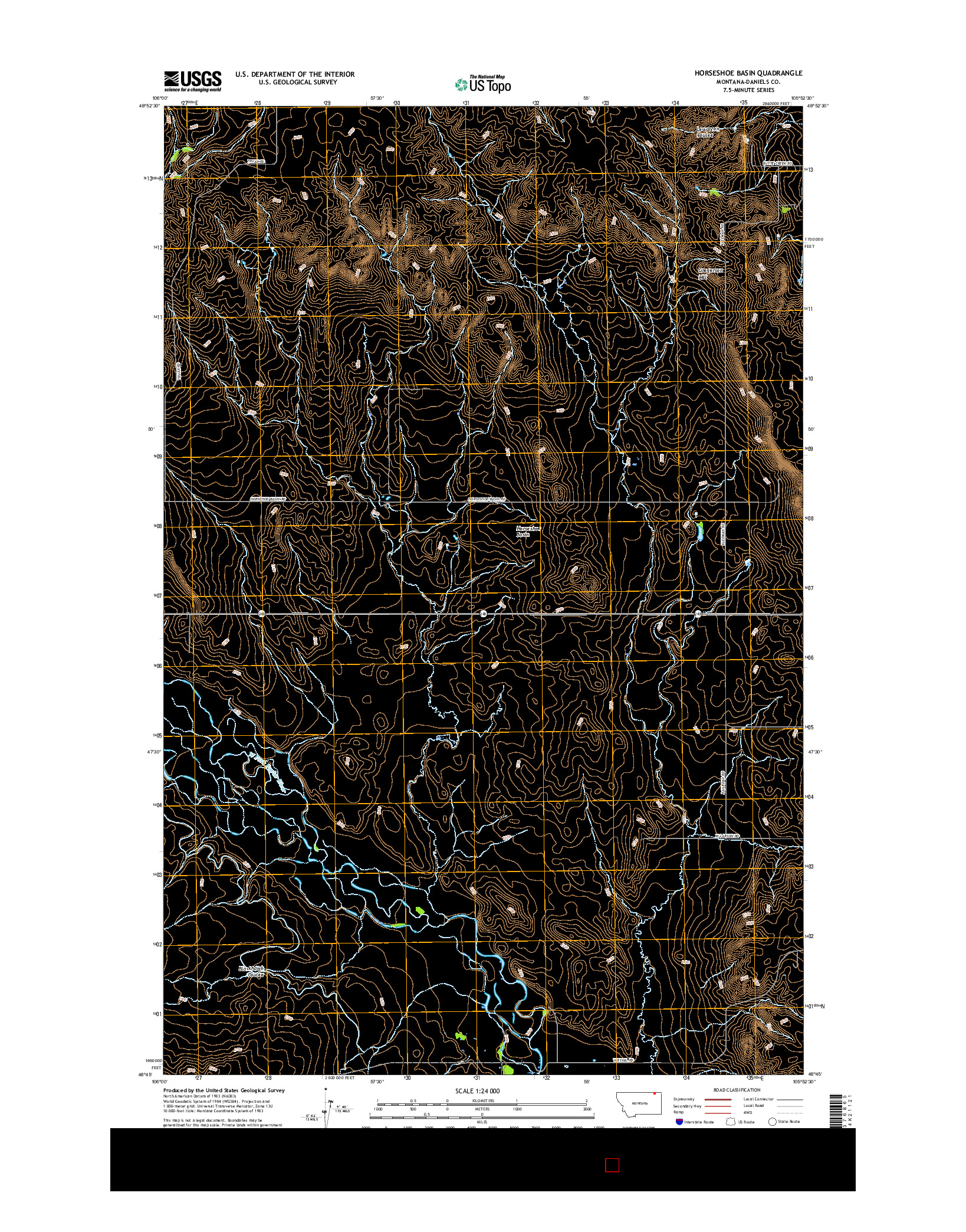 USGS US TOPO 7.5-MINUTE MAP FOR HORSESHOE BASIN, MT 2017