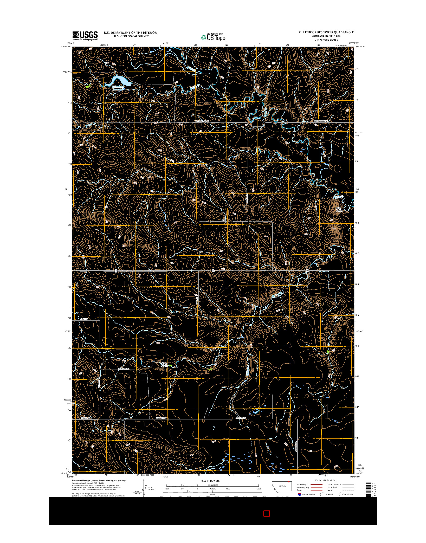 USGS US TOPO 7.5-MINUTE MAP FOR KILLENBECK RESERVOIR, MT 2017