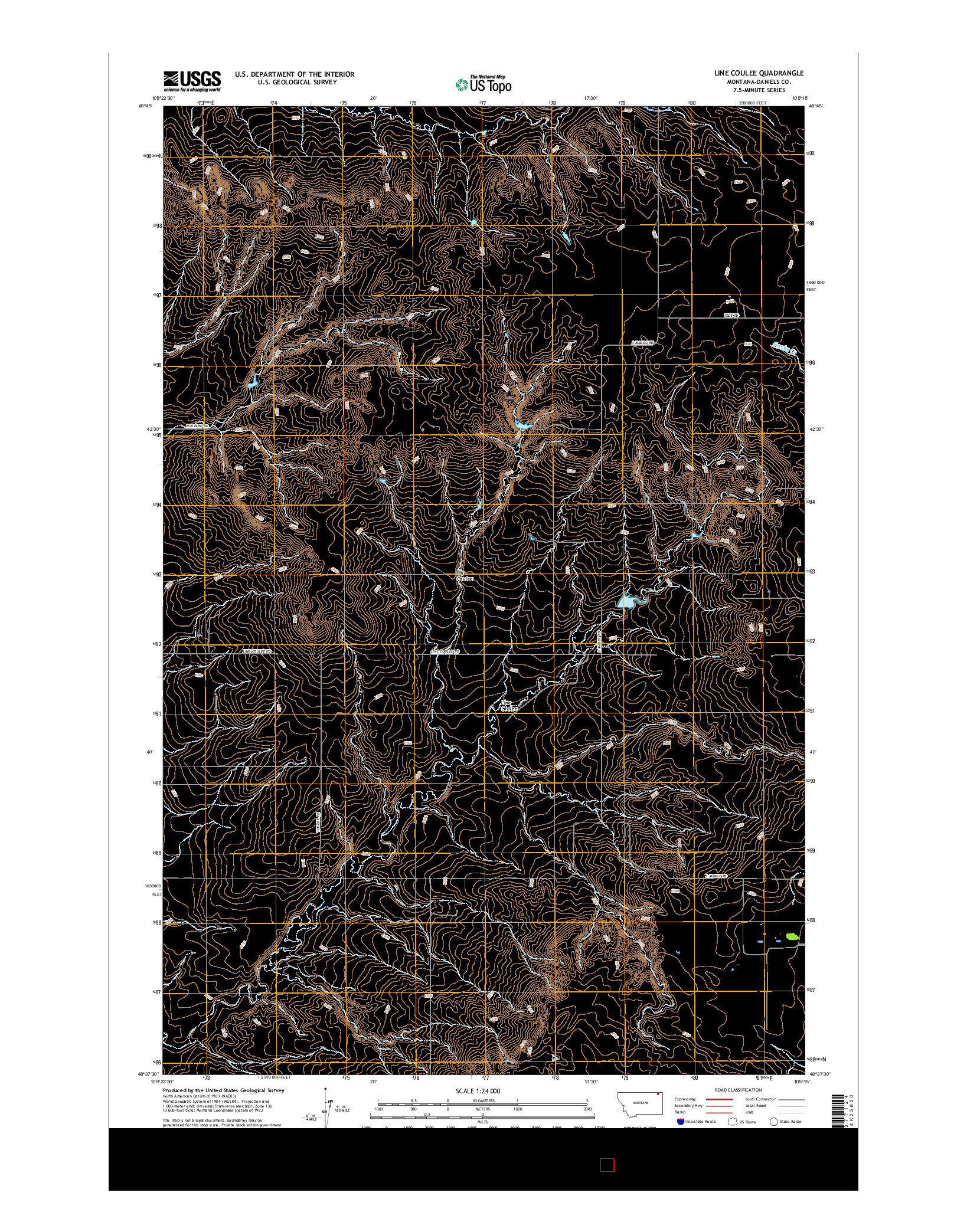 USGS US TOPO 7.5-MINUTE MAP FOR LINE COULEE, MT 2017