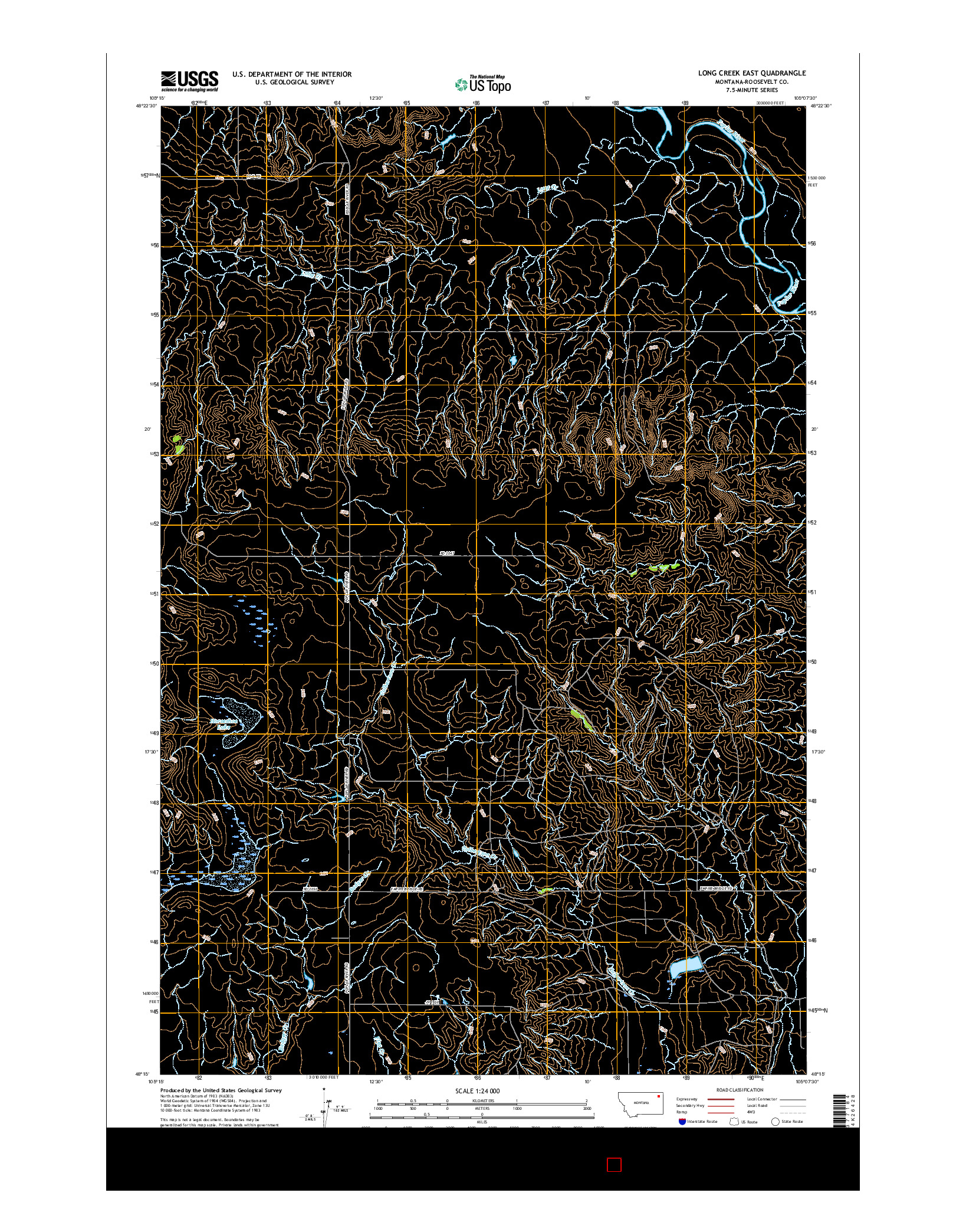 USGS US TOPO 7.5-MINUTE MAP FOR LONG CREEK EAST, MT 2017