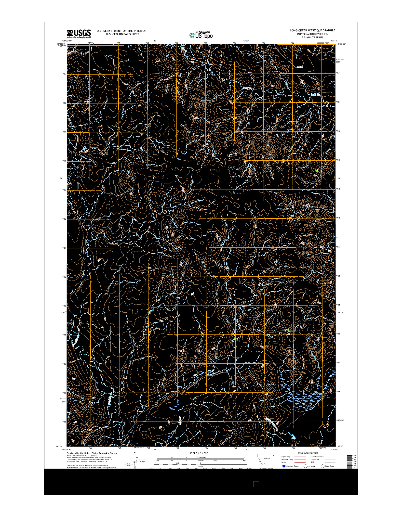 USGS US TOPO 7.5-MINUTE MAP FOR LONG CREEK WEST, MT 2017