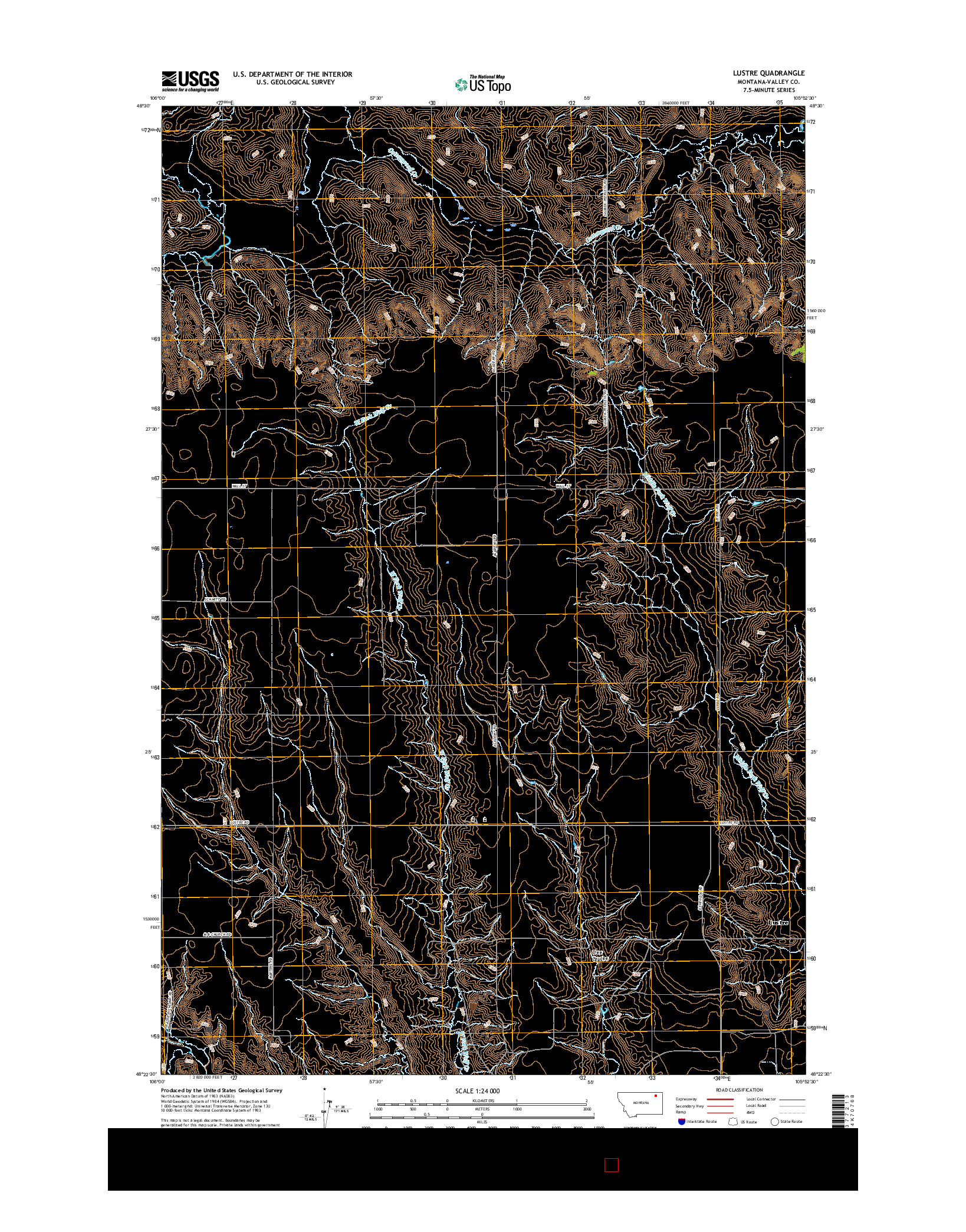 USGS US TOPO 7.5-MINUTE MAP FOR LUSTRE, MT 2017