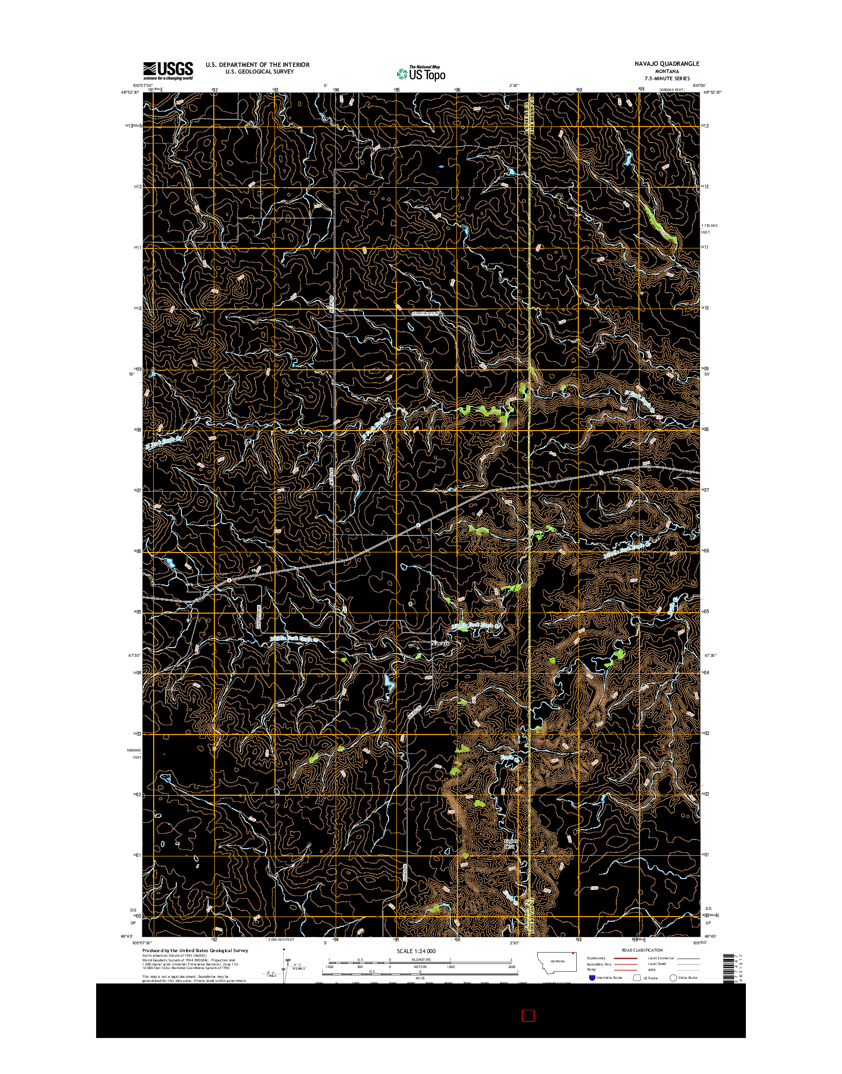 USGS US TOPO 7.5-MINUTE MAP FOR NAVAJO, MT 2017
