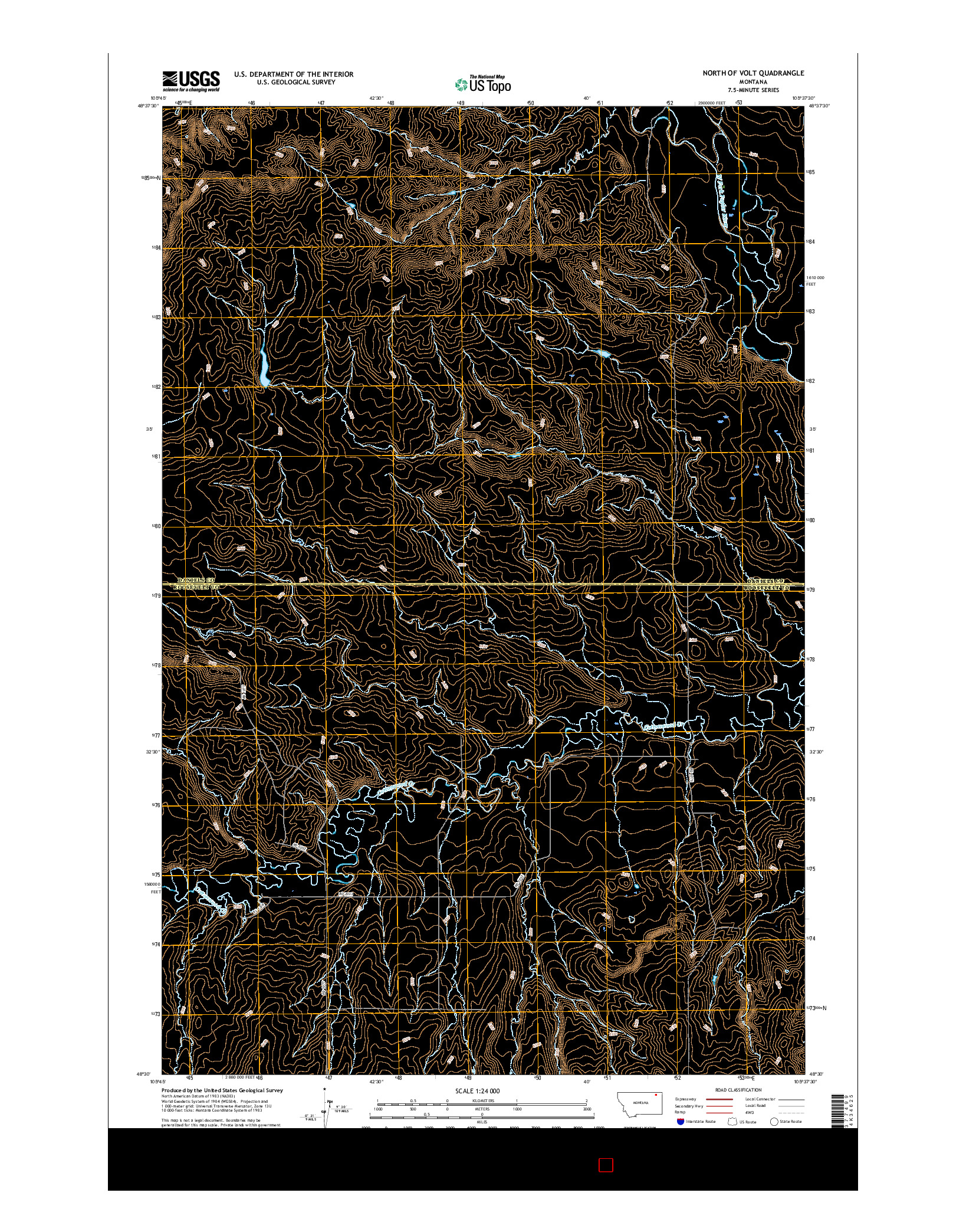 USGS US TOPO 7.5-MINUTE MAP FOR NORTH OF VOLT, MT 2017