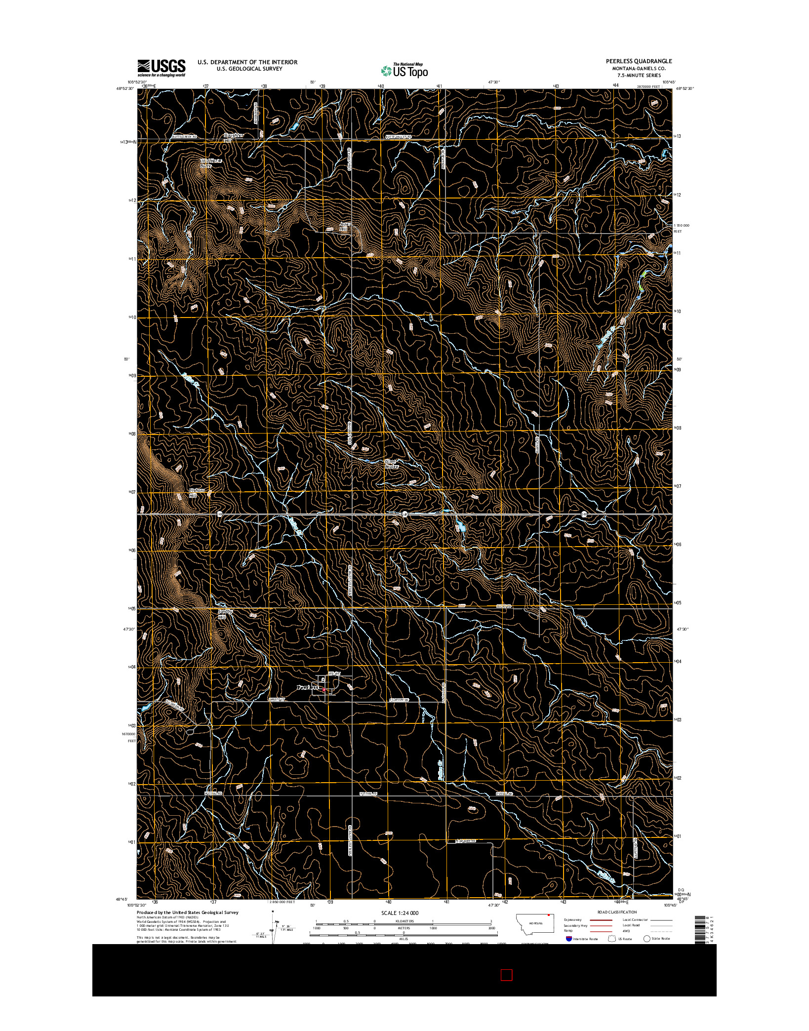 USGS US TOPO 7.5-MINUTE MAP FOR PEERLESS, MT 2017