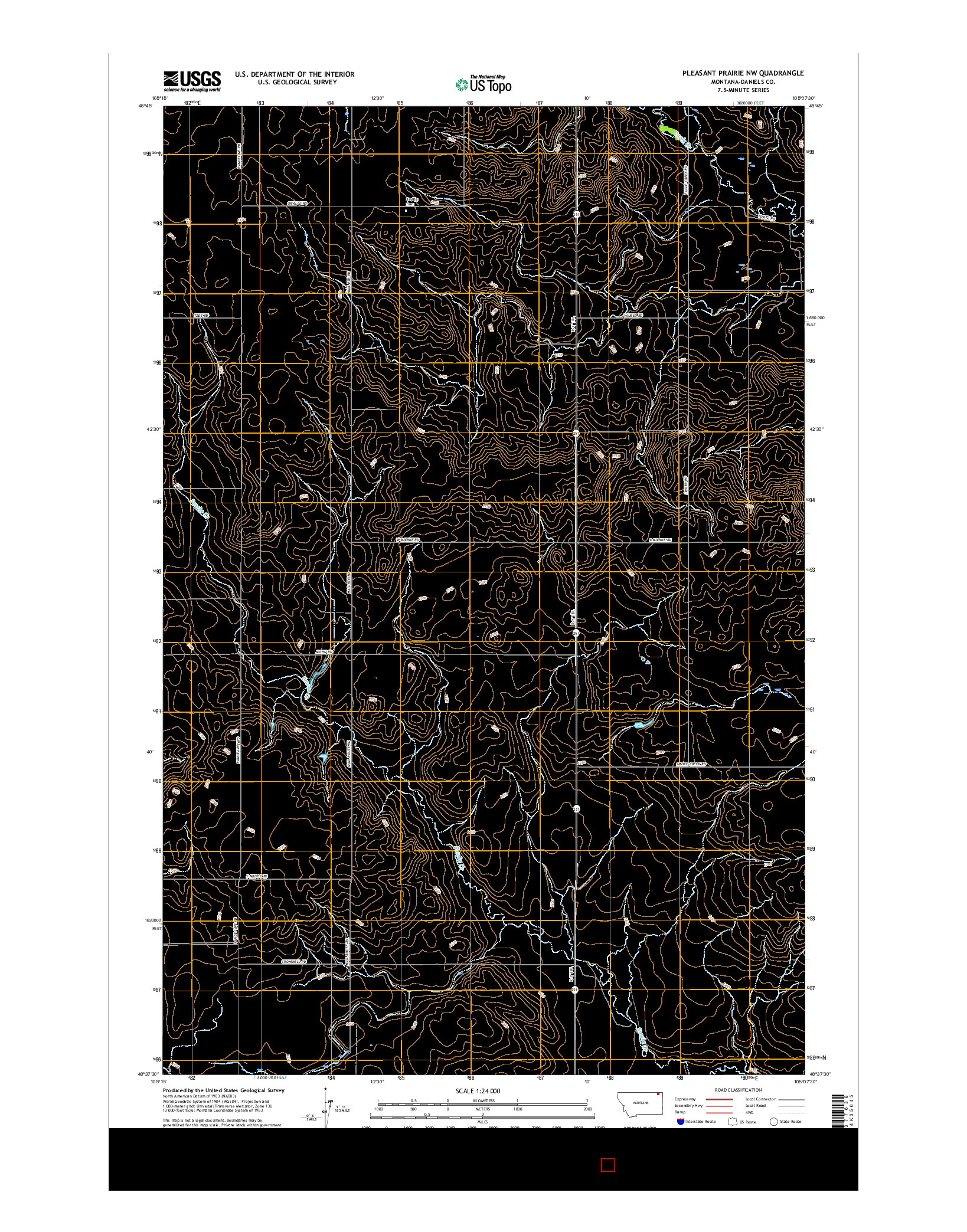 USGS US TOPO 7.5-MINUTE MAP FOR PLEASANT PRAIRIE NW, MT 2017