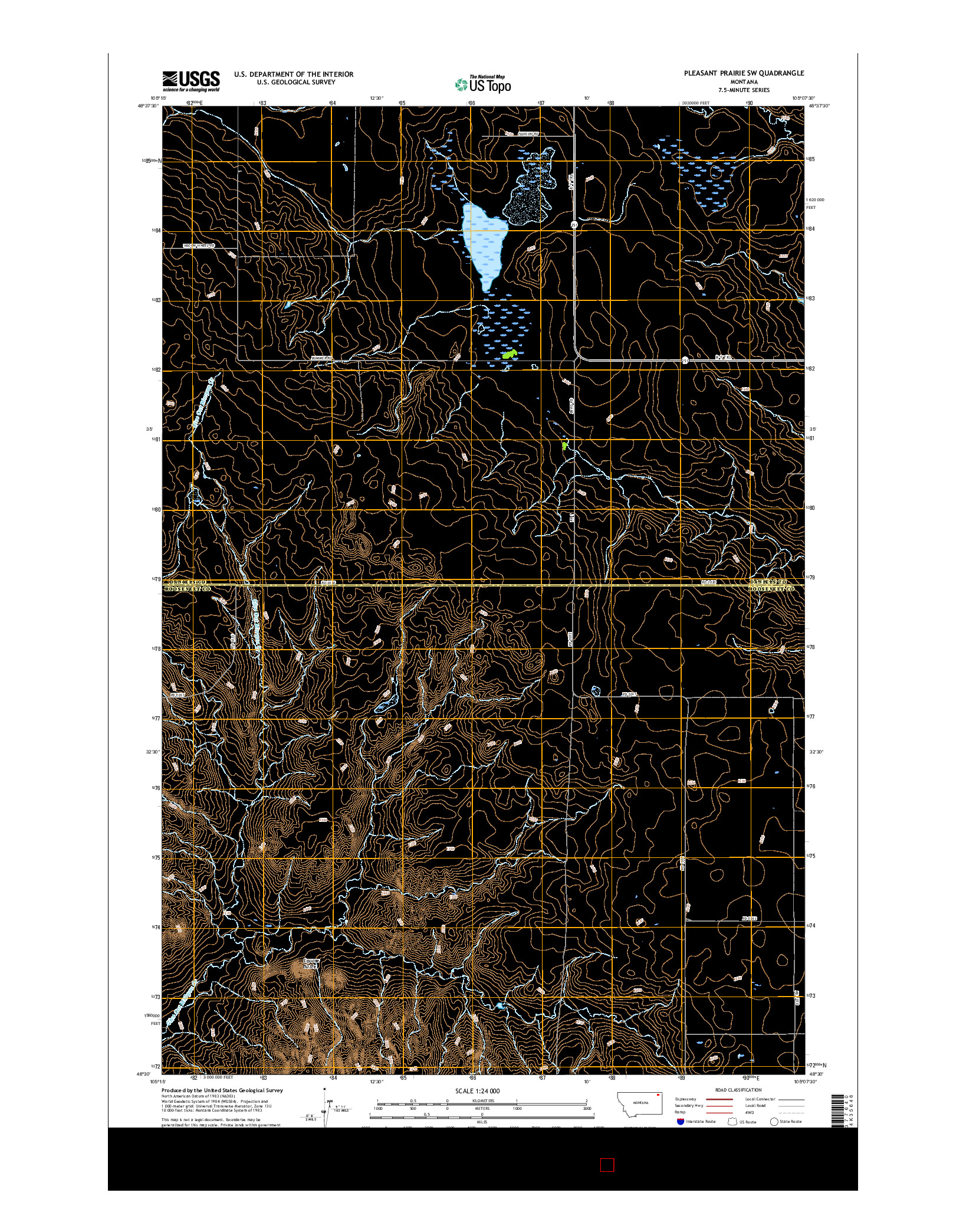 USGS US TOPO 7.5-MINUTE MAP FOR PLEASANT PRAIRIE SW, MT 2017