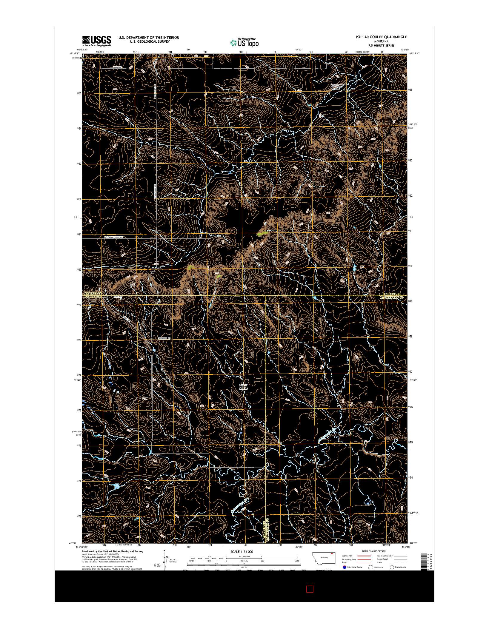 USGS US TOPO 7.5-MINUTE MAP FOR POPLAR COULEE, MT 2017