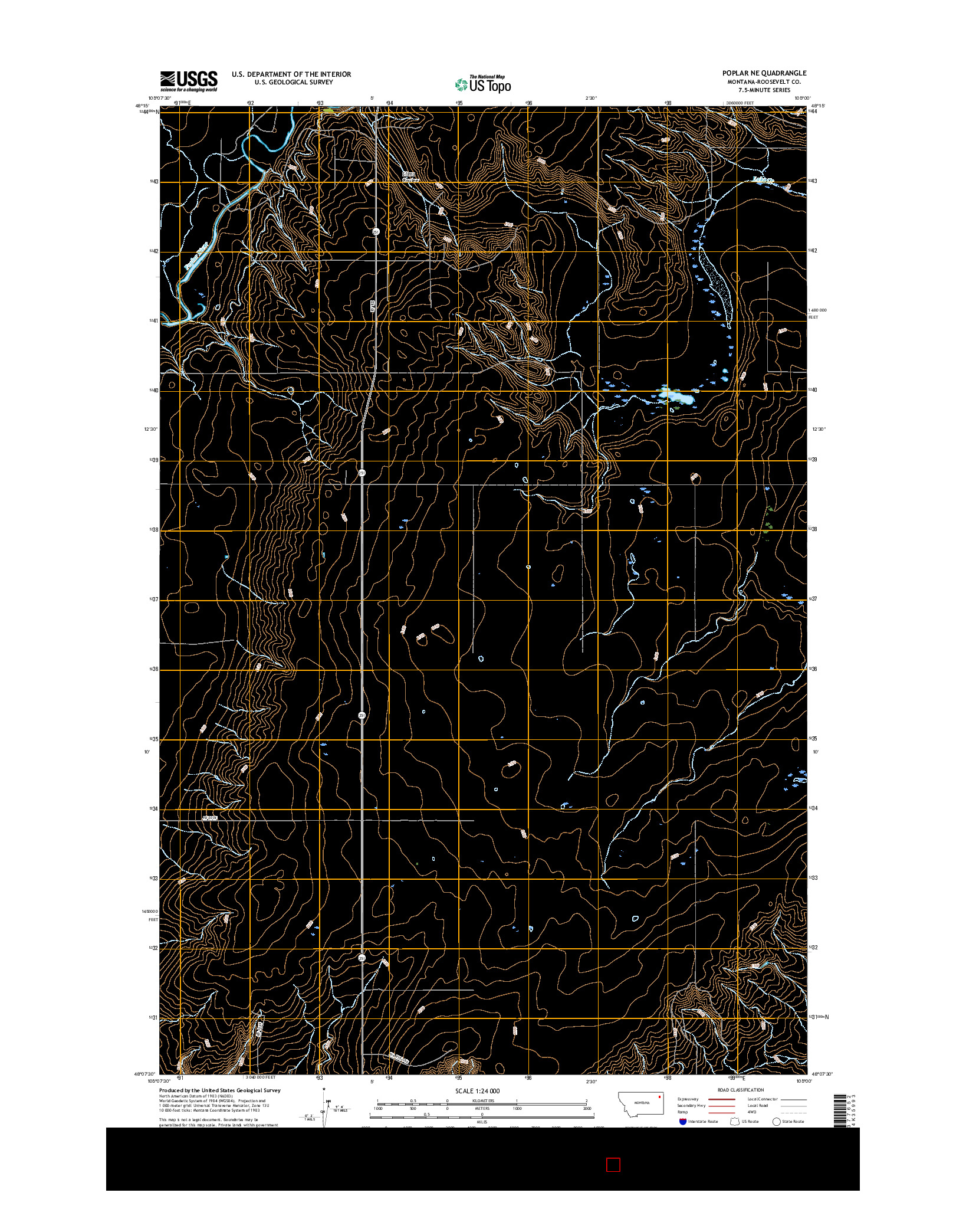 USGS US TOPO 7.5-MINUTE MAP FOR POPLAR NE, MT 2017