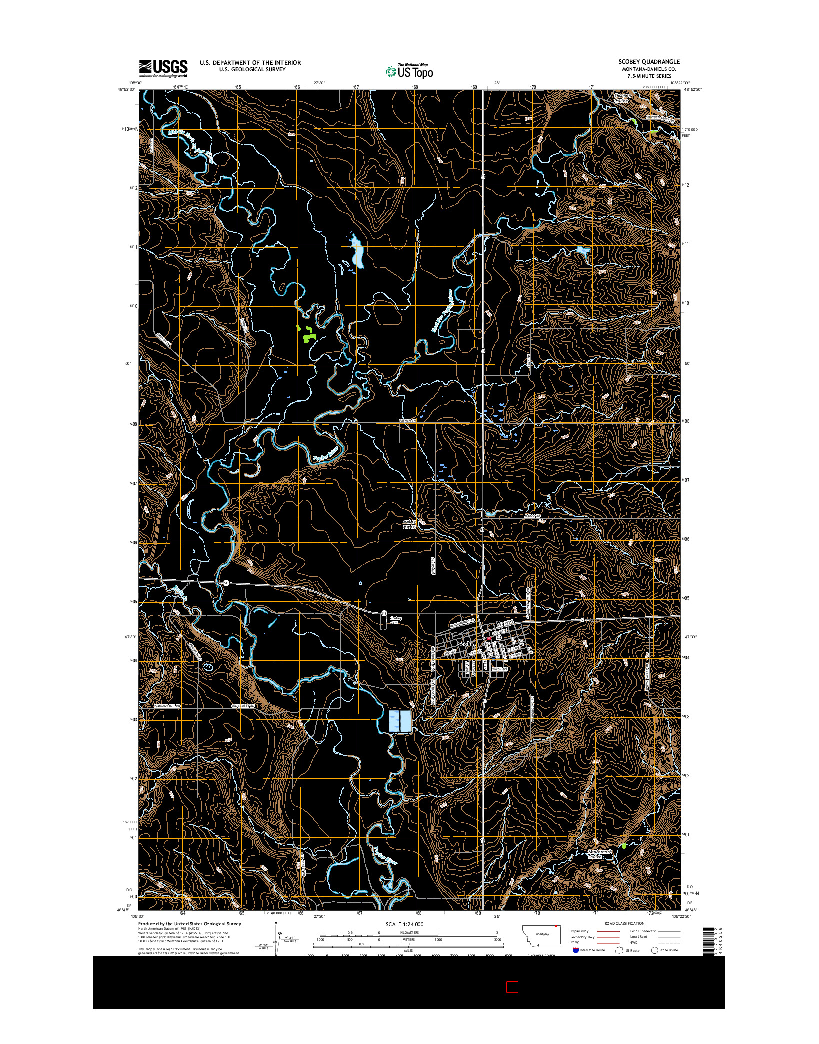 USGS US TOPO 7.5-MINUTE MAP FOR SCOBEY, MT 2017