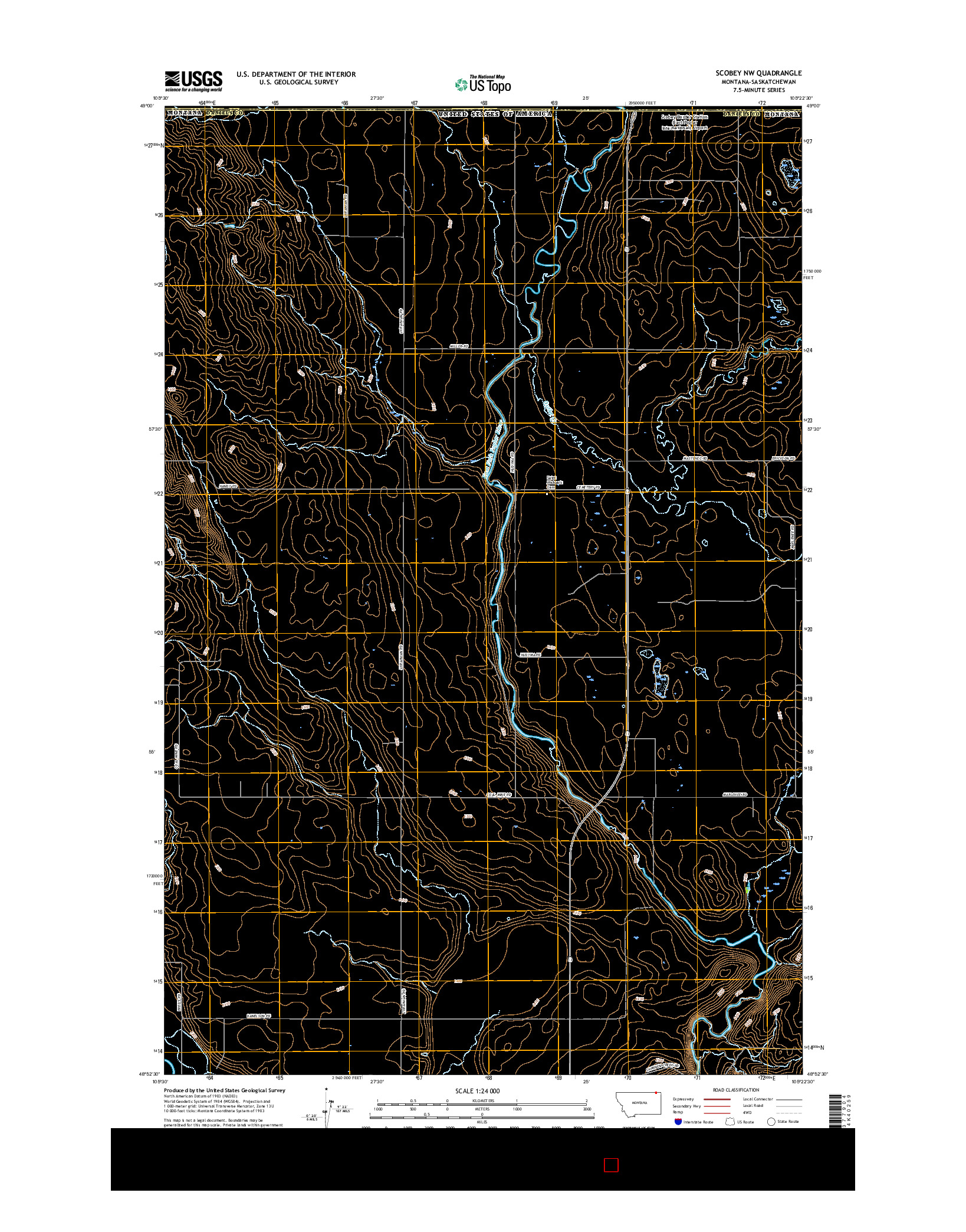 USGS US TOPO 7.5-MINUTE MAP FOR SCOBEY NW, MT-SK 2017