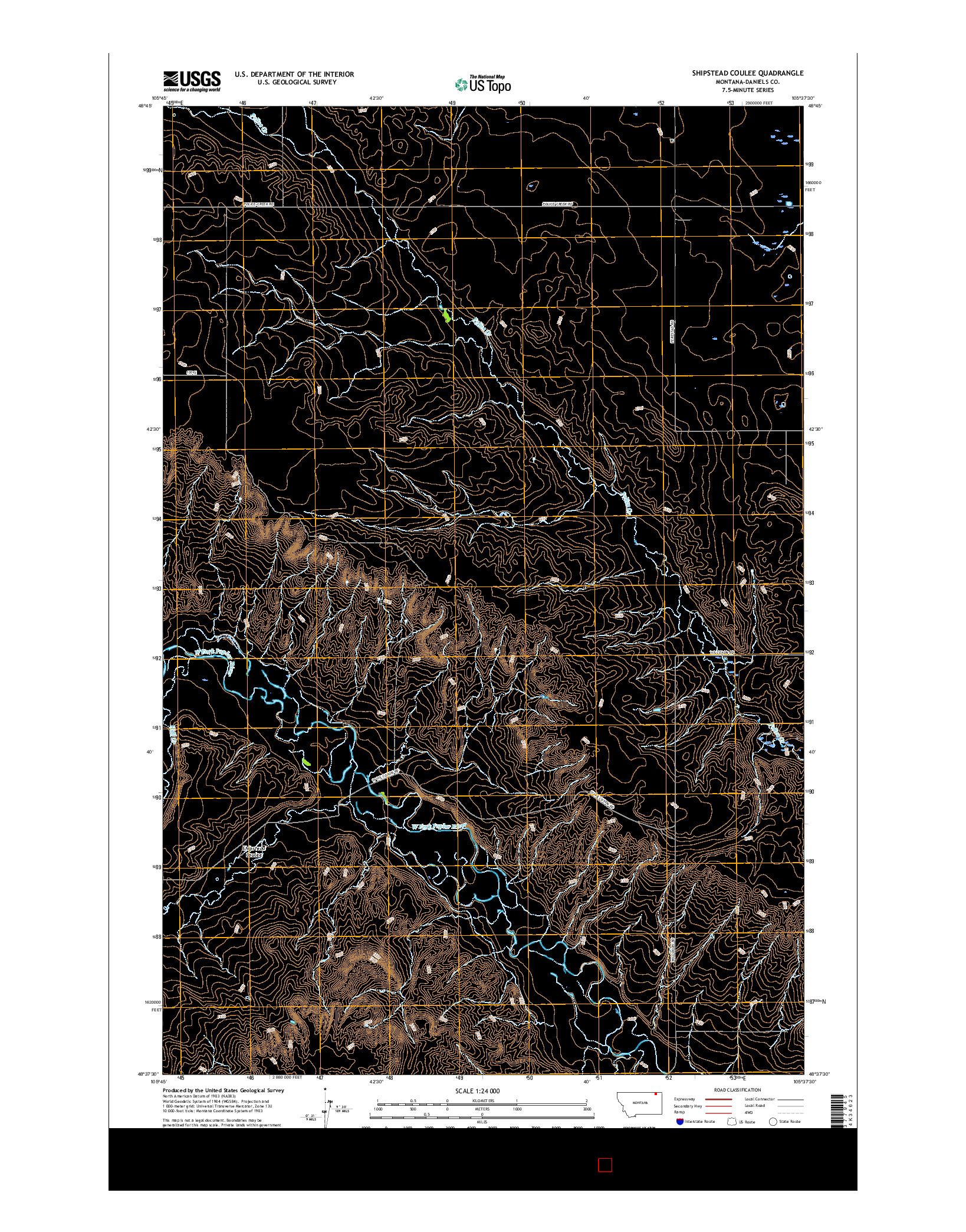USGS US TOPO 7.5-MINUTE MAP FOR SHIPSTEAD COULEE, MT 2017