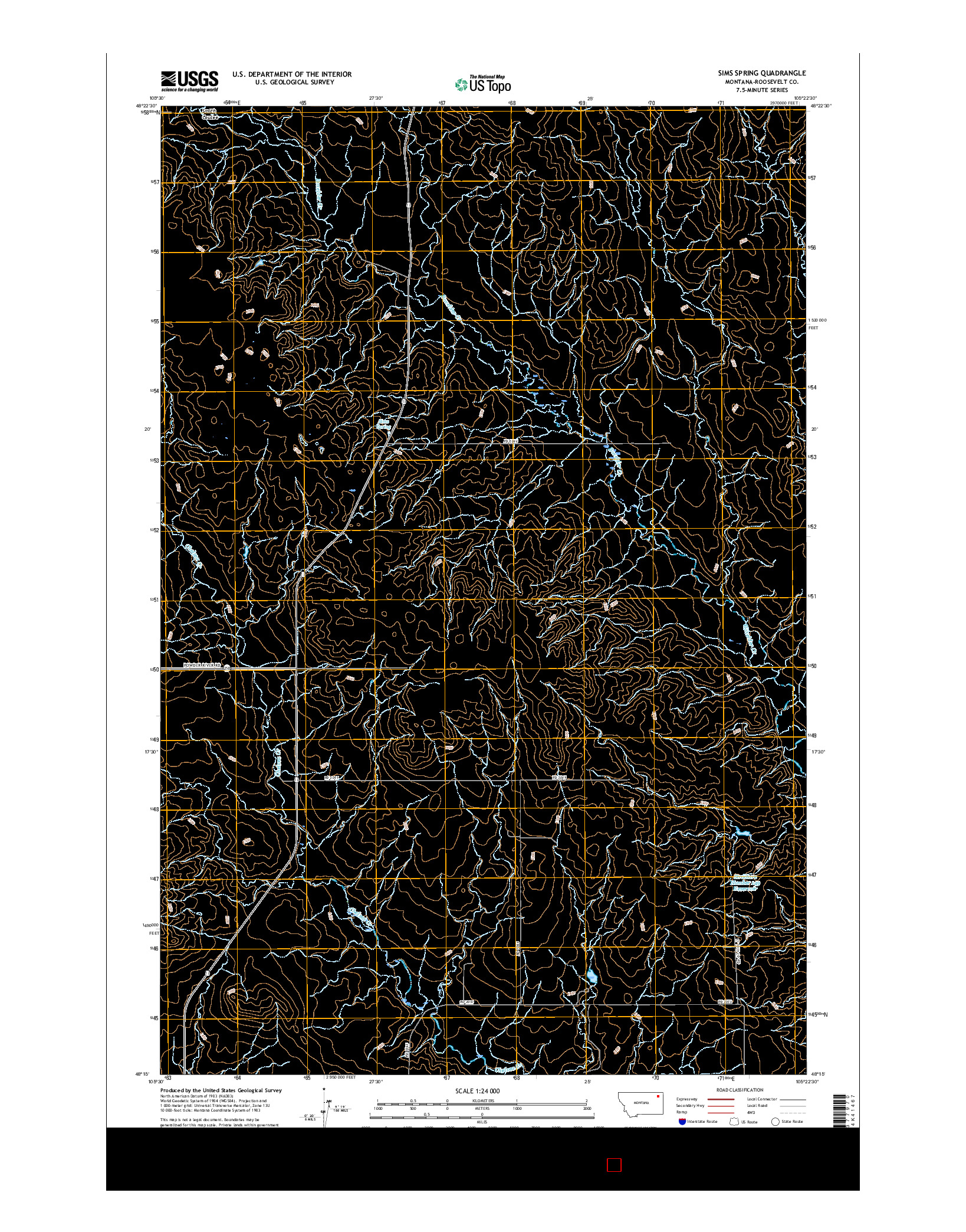 USGS US TOPO 7.5-MINUTE MAP FOR SIMS SPRING, MT 2017