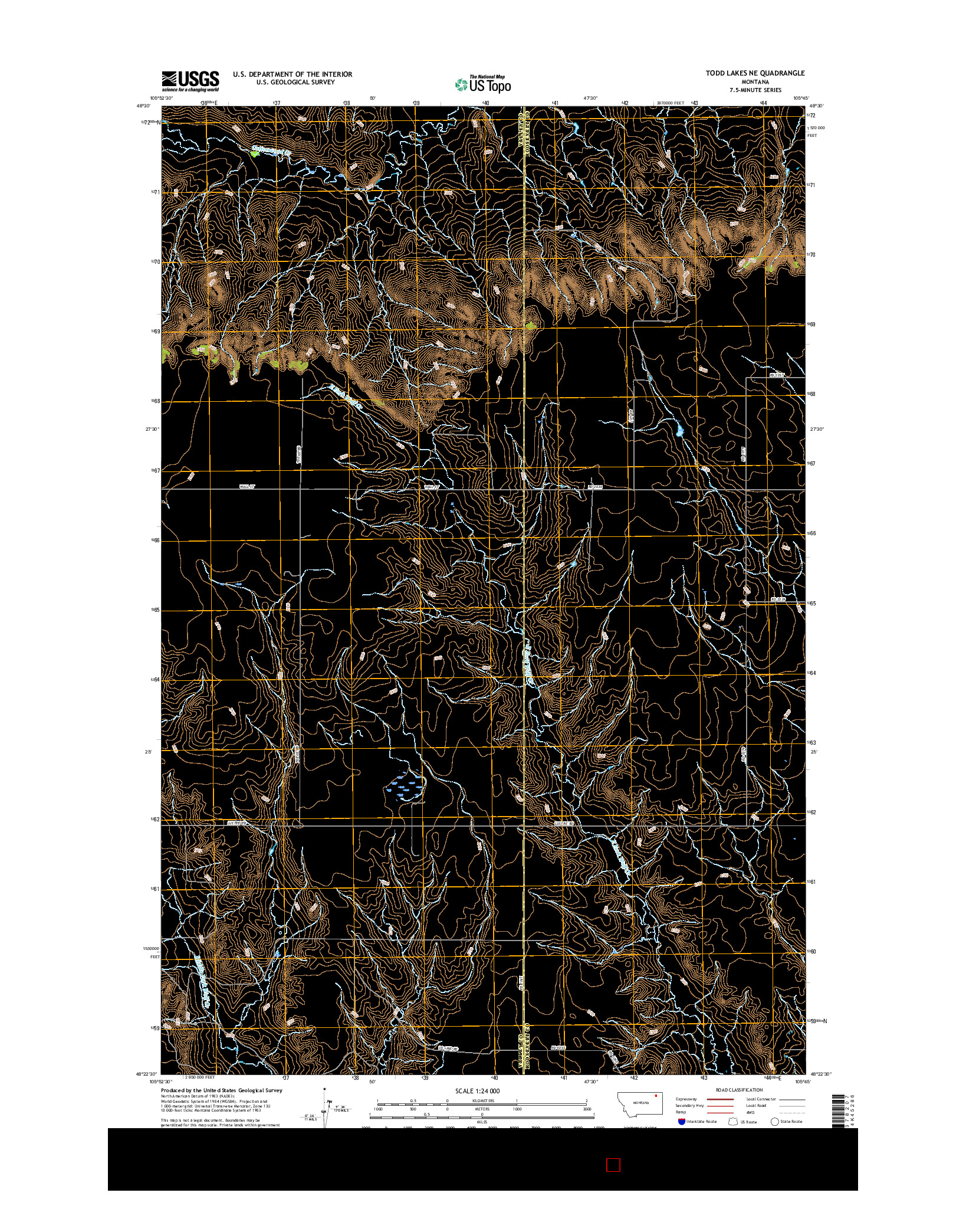 USGS US TOPO 7.5-MINUTE MAP FOR TODD LAKES NE, MT 2017