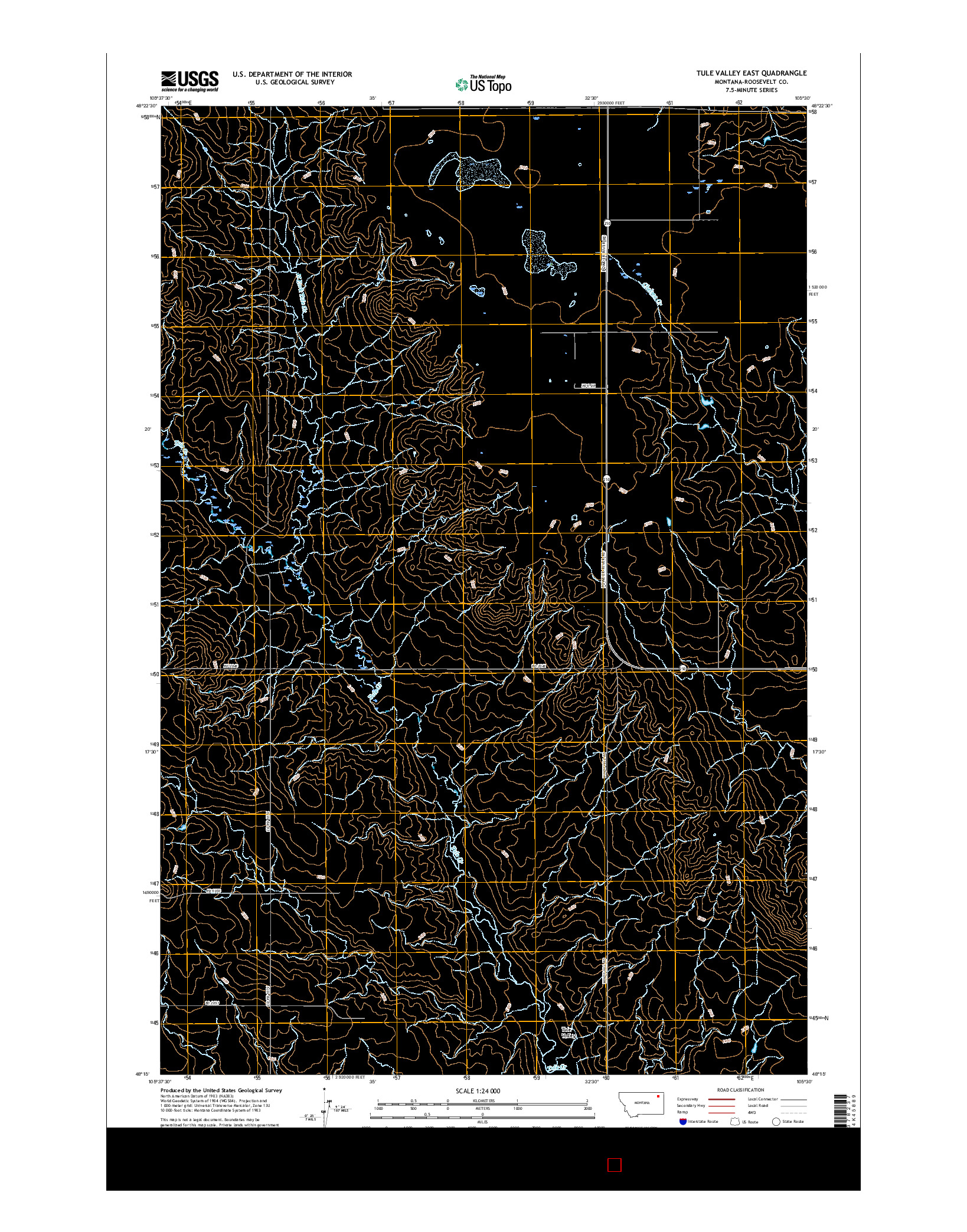 USGS US TOPO 7.5-MINUTE MAP FOR TULE VALLEY EAST, MT 2017