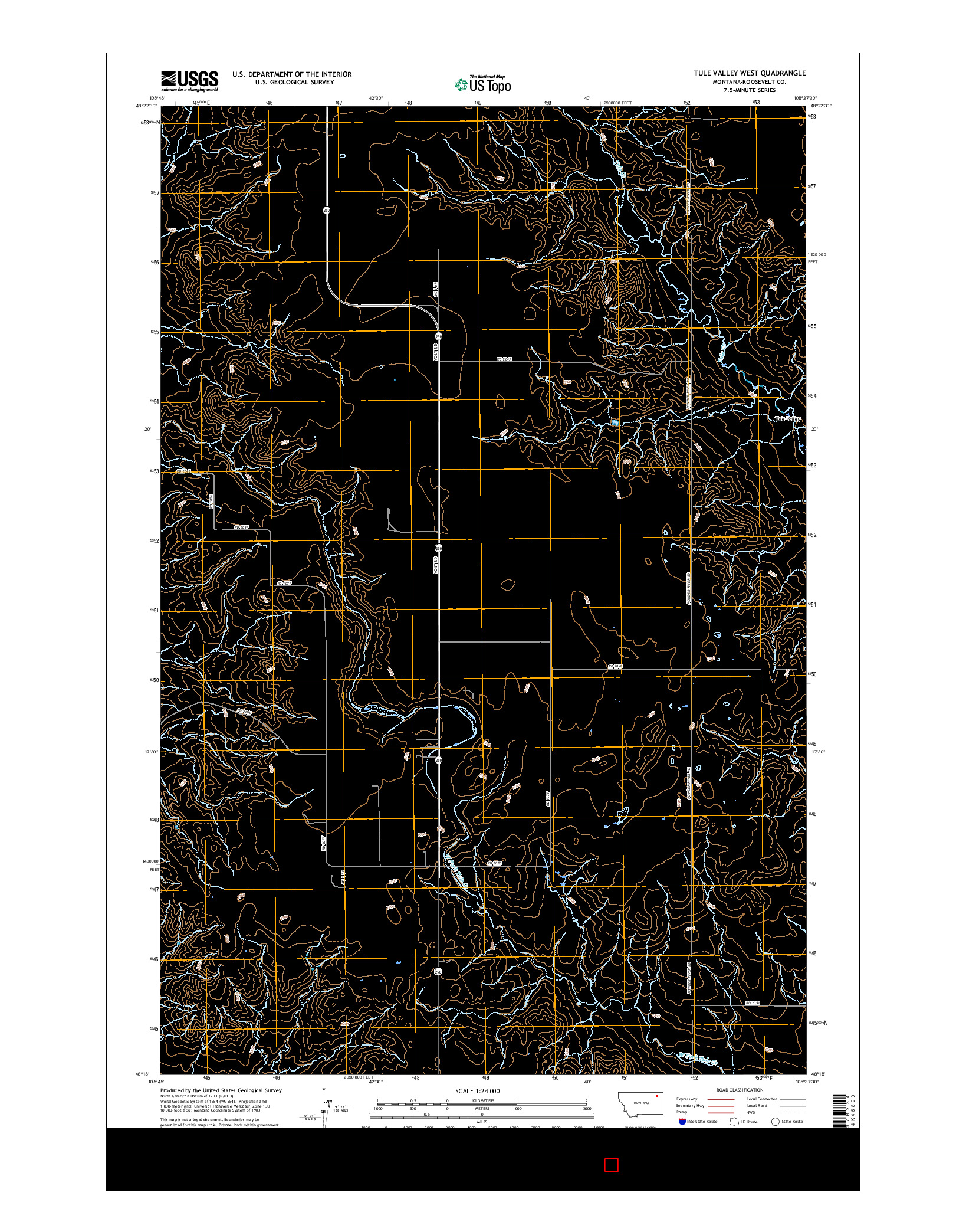 USGS US TOPO 7.5-MINUTE MAP FOR TULE VALLEY WEST, MT 2017