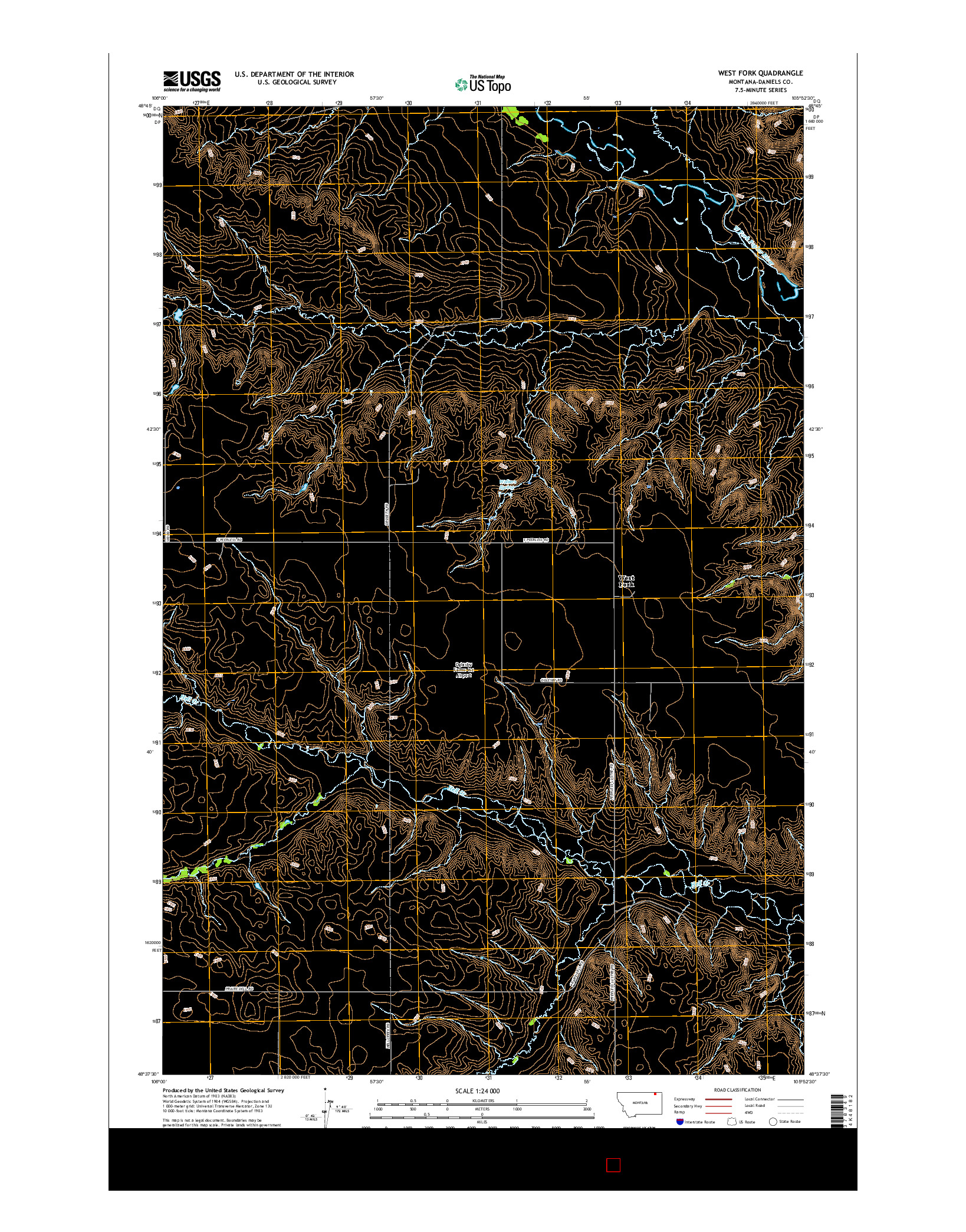 USGS US TOPO 7.5-MINUTE MAP FOR WEST FORK, MT 2017