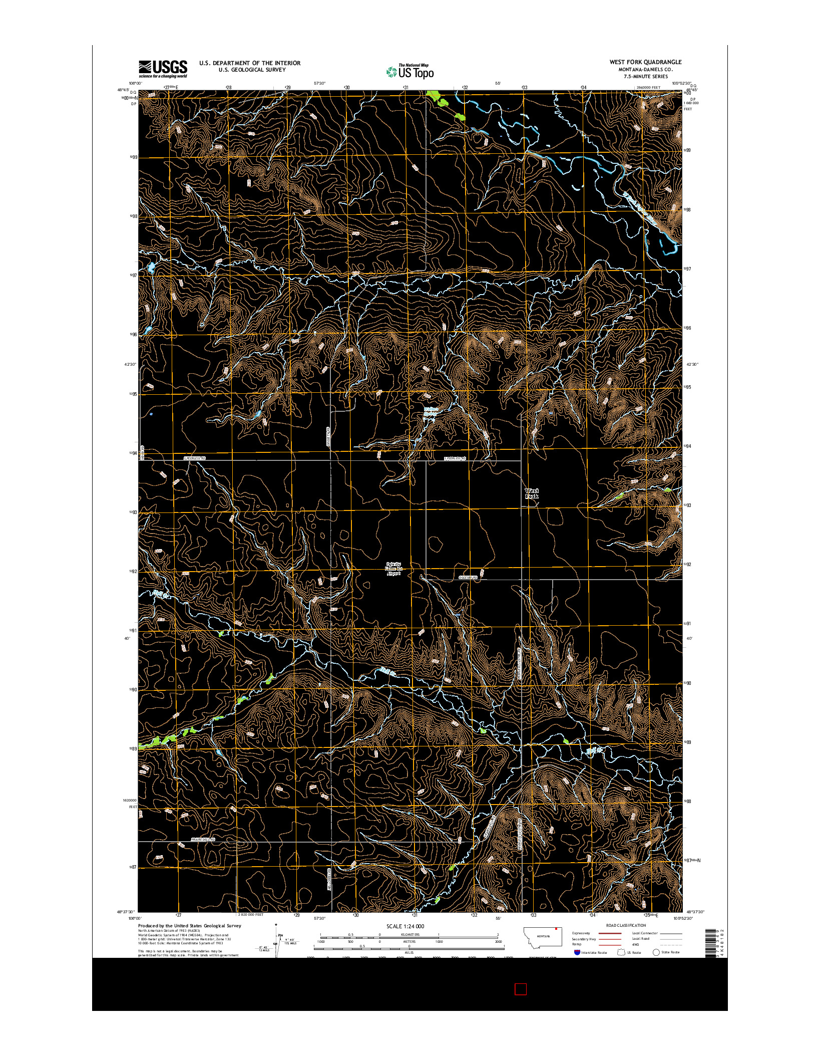 USGS US TOPO 7.5-MINUTE MAP FOR WEST FORK, MT 2017