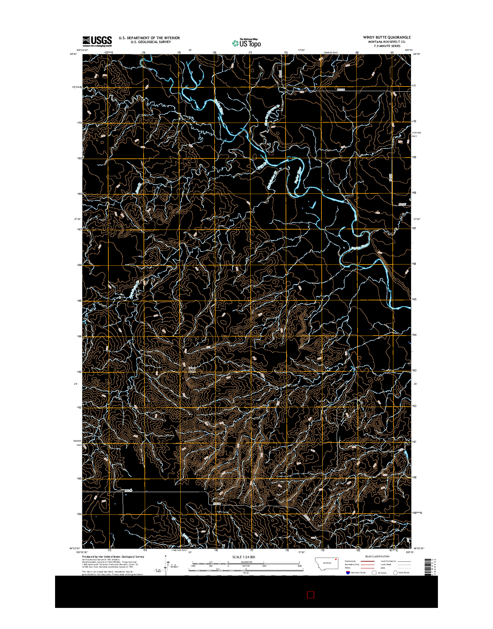 USGS US TOPO 7.5-MINUTE MAP FOR WINDY BUTTE, MT 2017