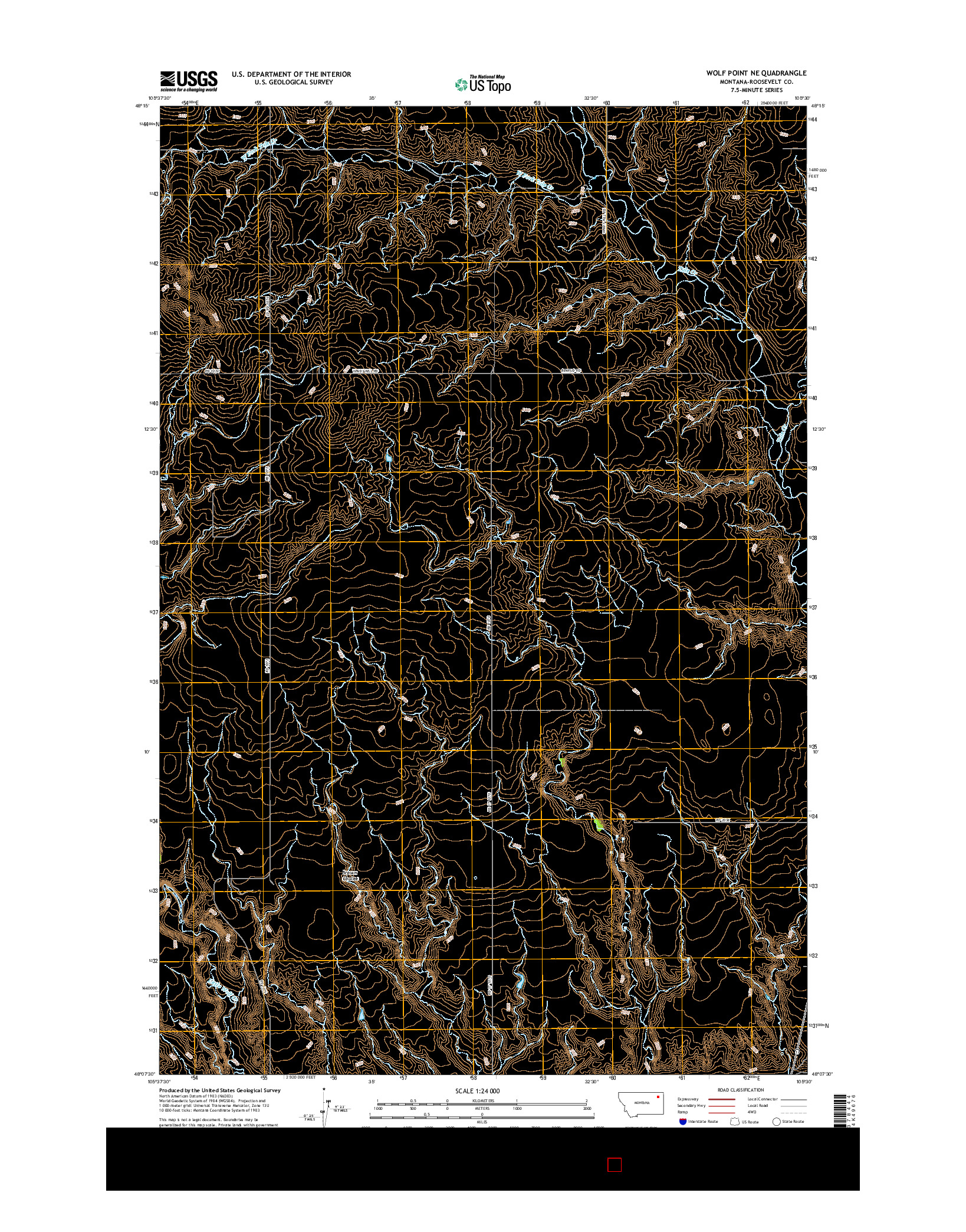 USGS US TOPO 7.5-MINUTE MAP FOR WOLF POINT NE, MT 2017