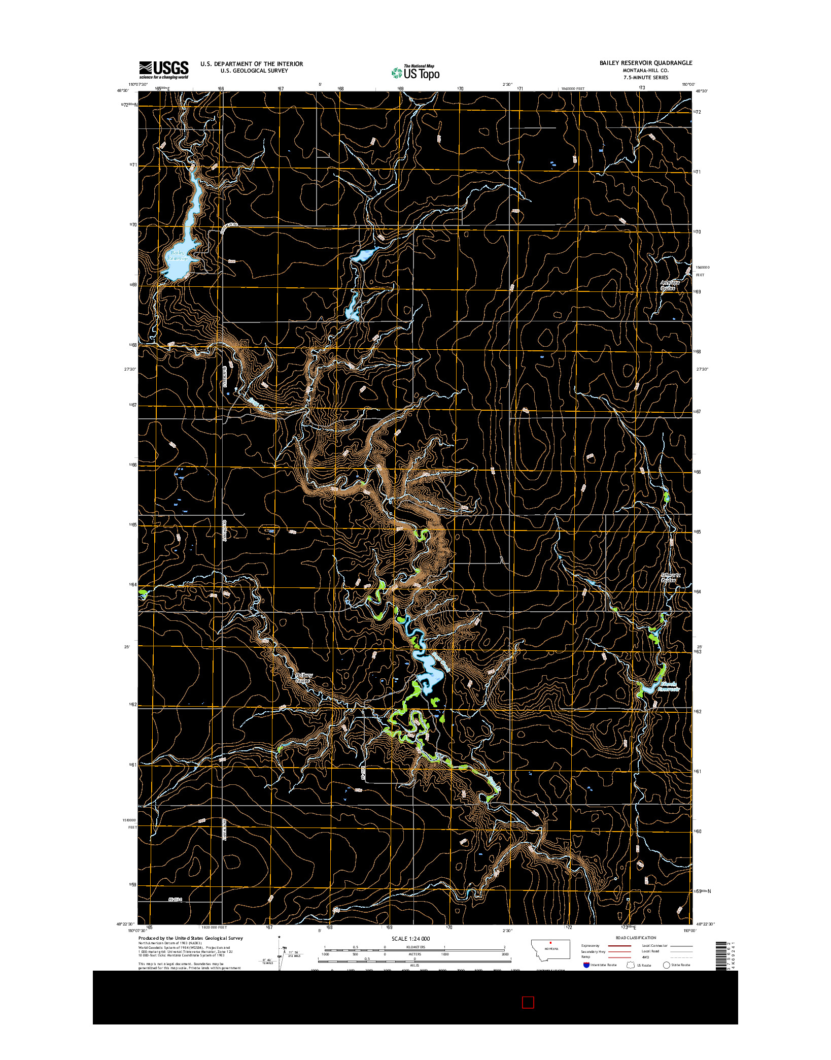 USGS US TOPO 7.5-MINUTE MAP FOR BAILEY RESERVOIR, MT 2017