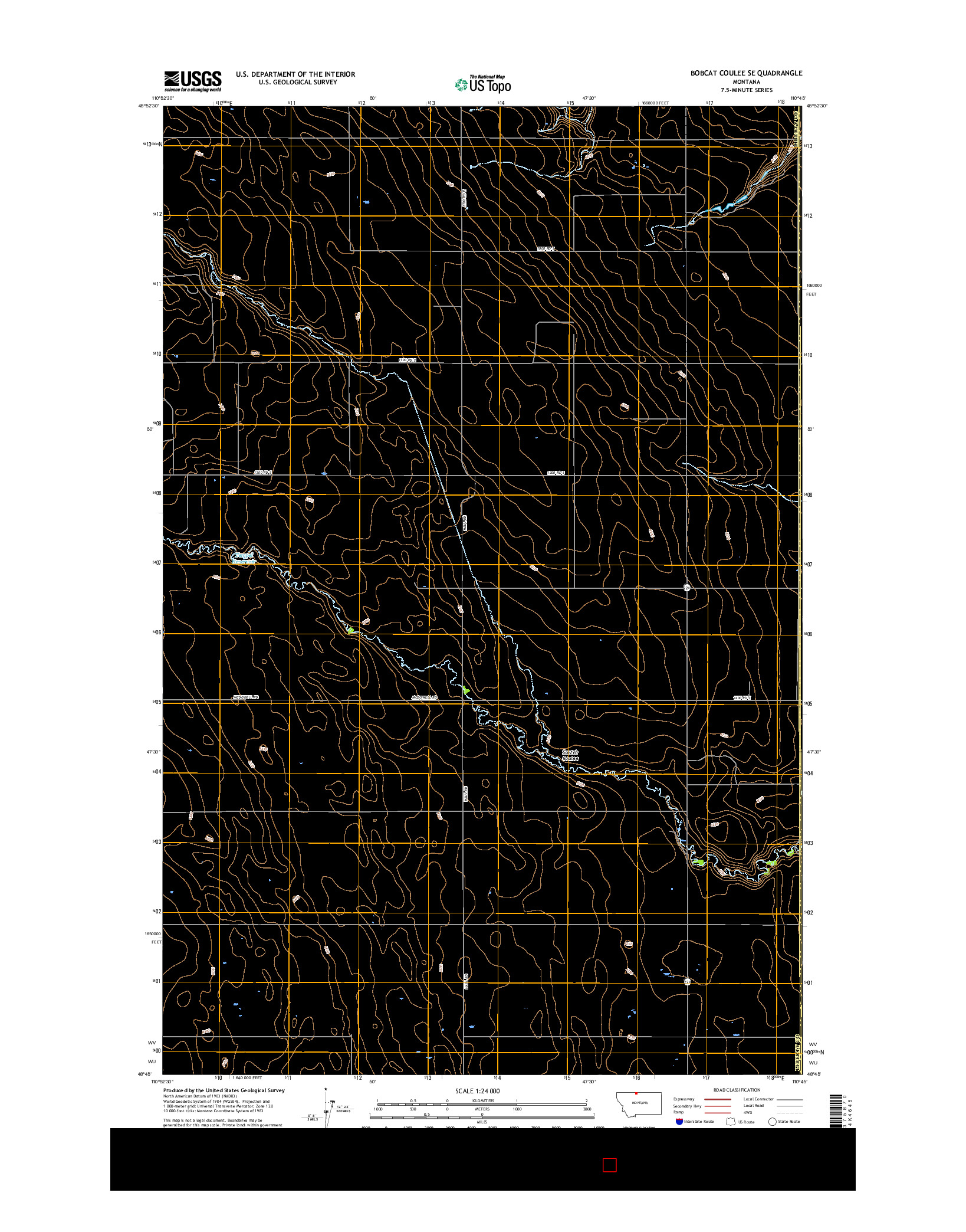 USGS US TOPO 7.5-MINUTE MAP FOR BOBCAT COULEE SE, MT 2017