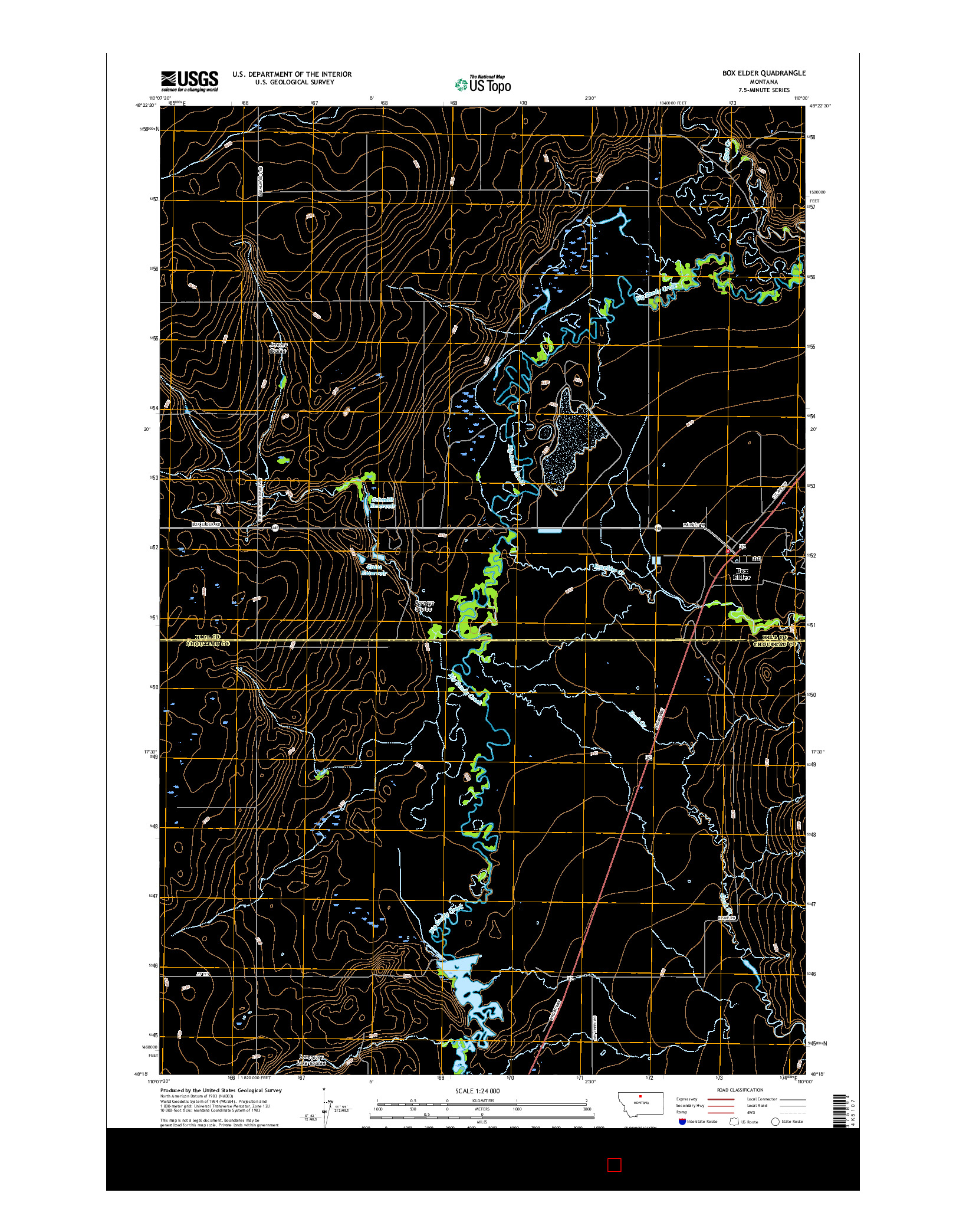 USGS US TOPO 7.5-MINUTE MAP FOR BOX ELDER, MT 2017