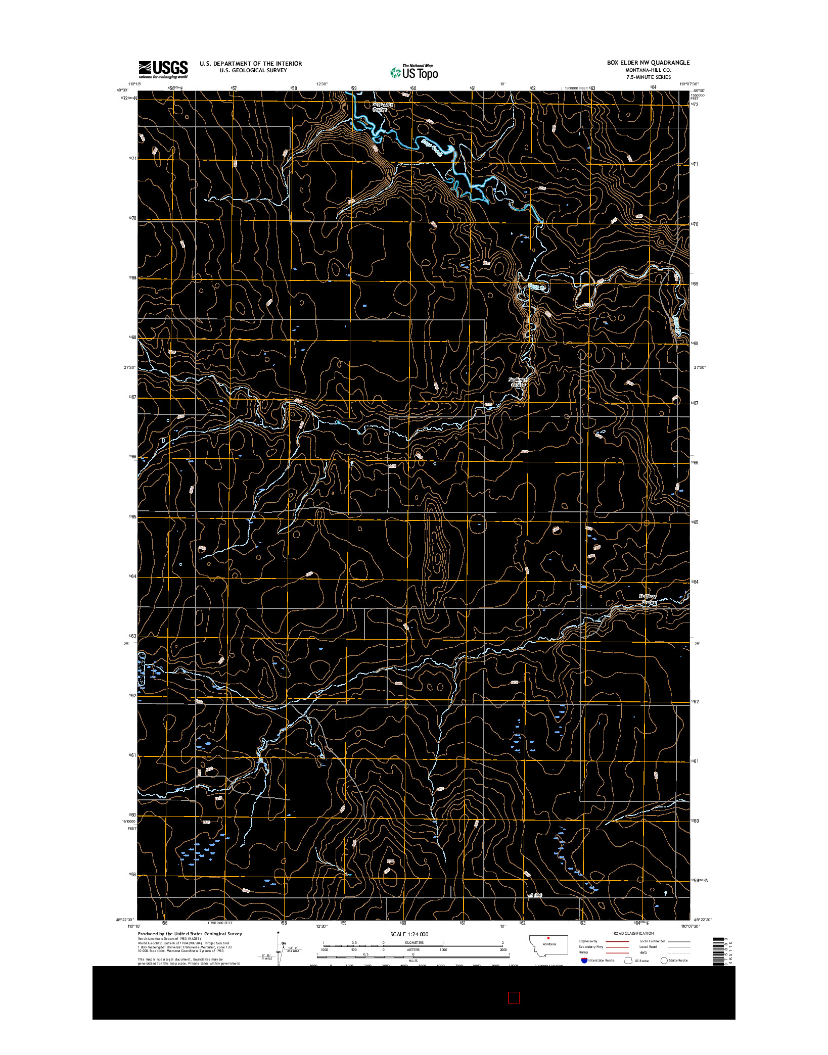 USGS US TOPO 7.5-MINUTE MAP FOR BOX ELDER NW, MT 2017