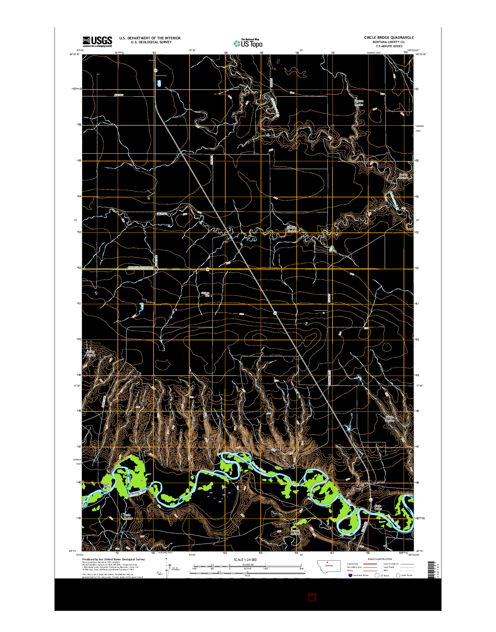 USGS US TOPO 7.5-MINUTE MAP FOR CIRCLE BRIDGE, MT 2017