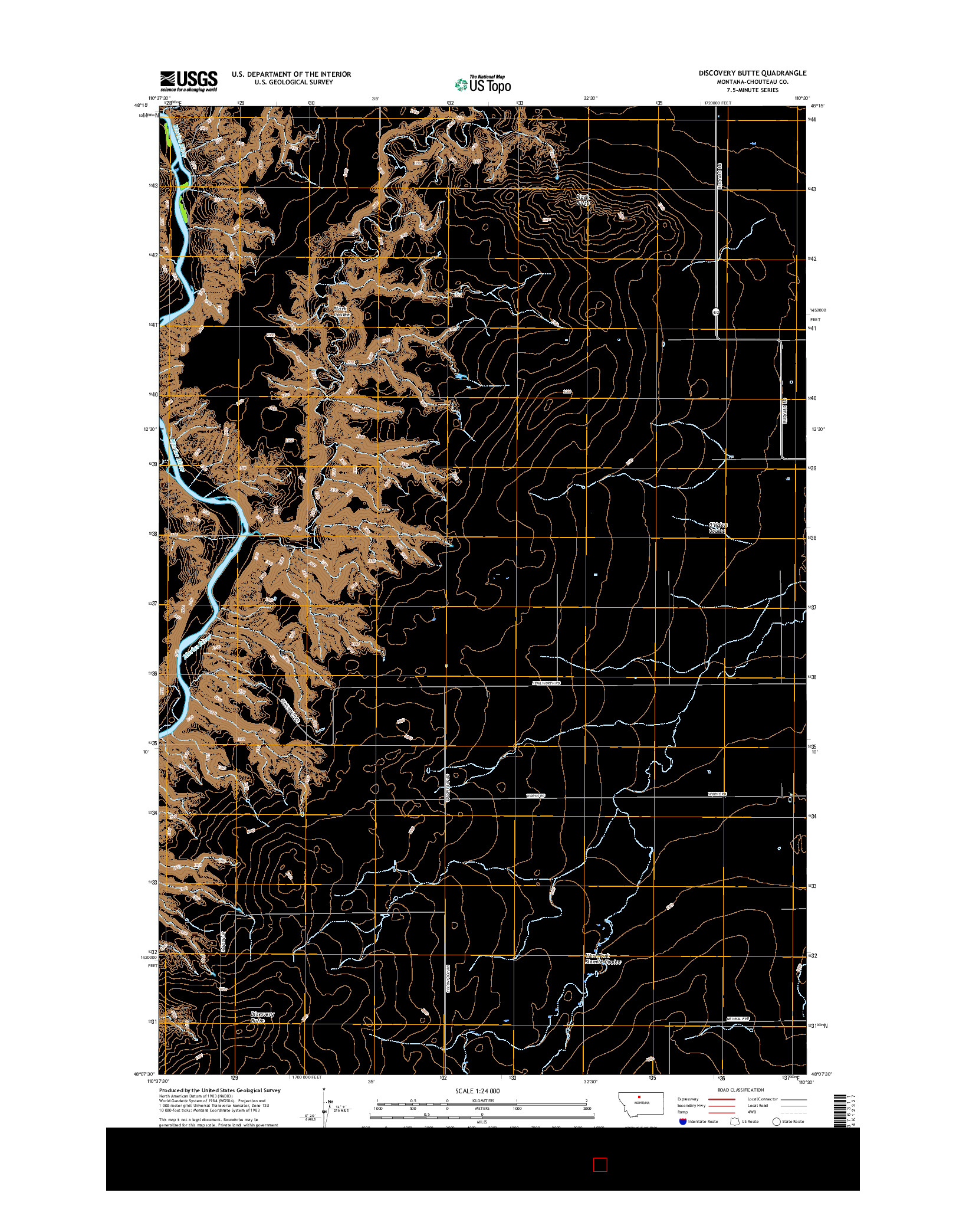 USGS US TOPO 7.5-MINUTE MAP FOR DISCOVERY BUTTE, MT 2017