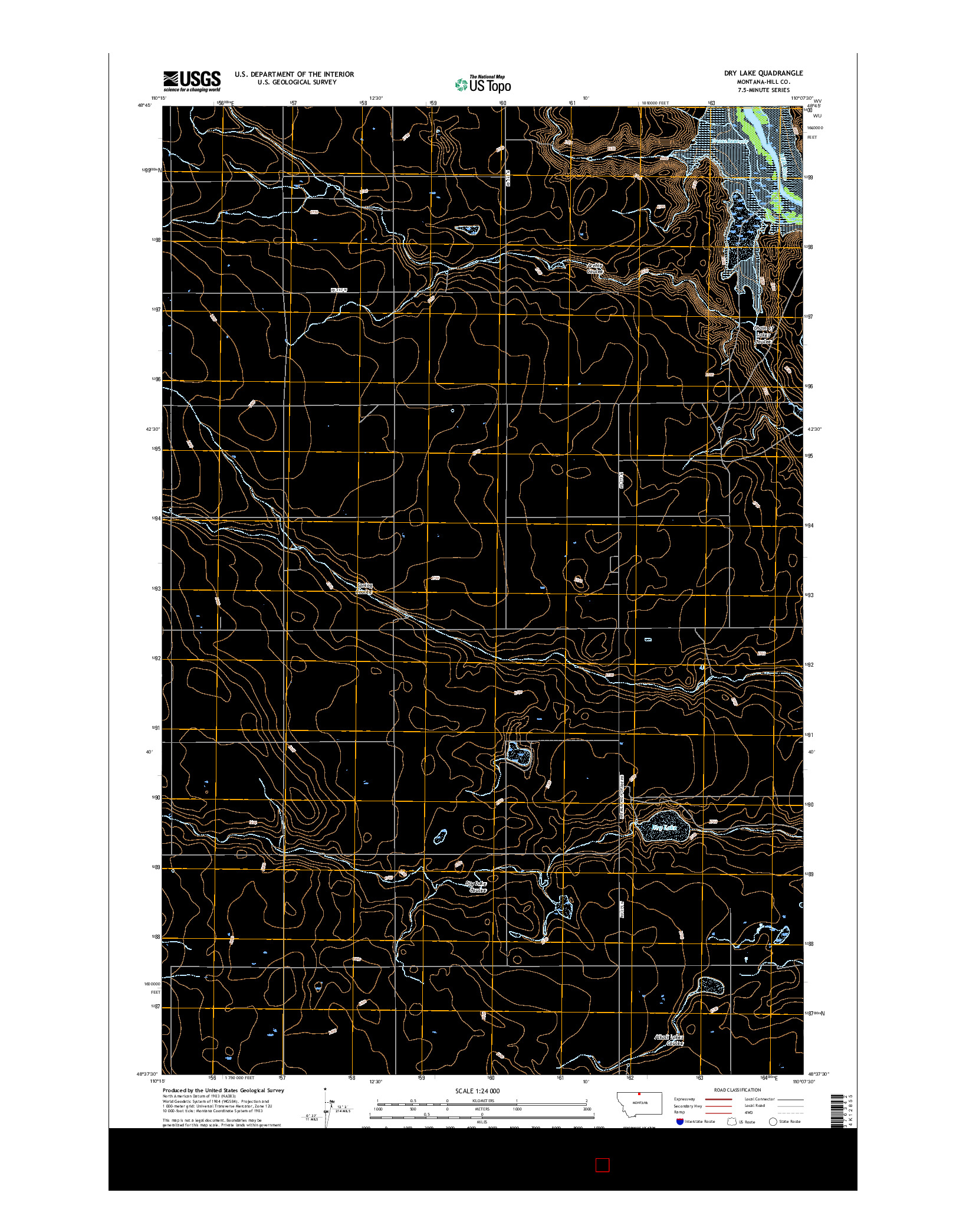 USGS US TOPO 7.5-MINUTE MAP FOR DRY LAKE, MT 2017