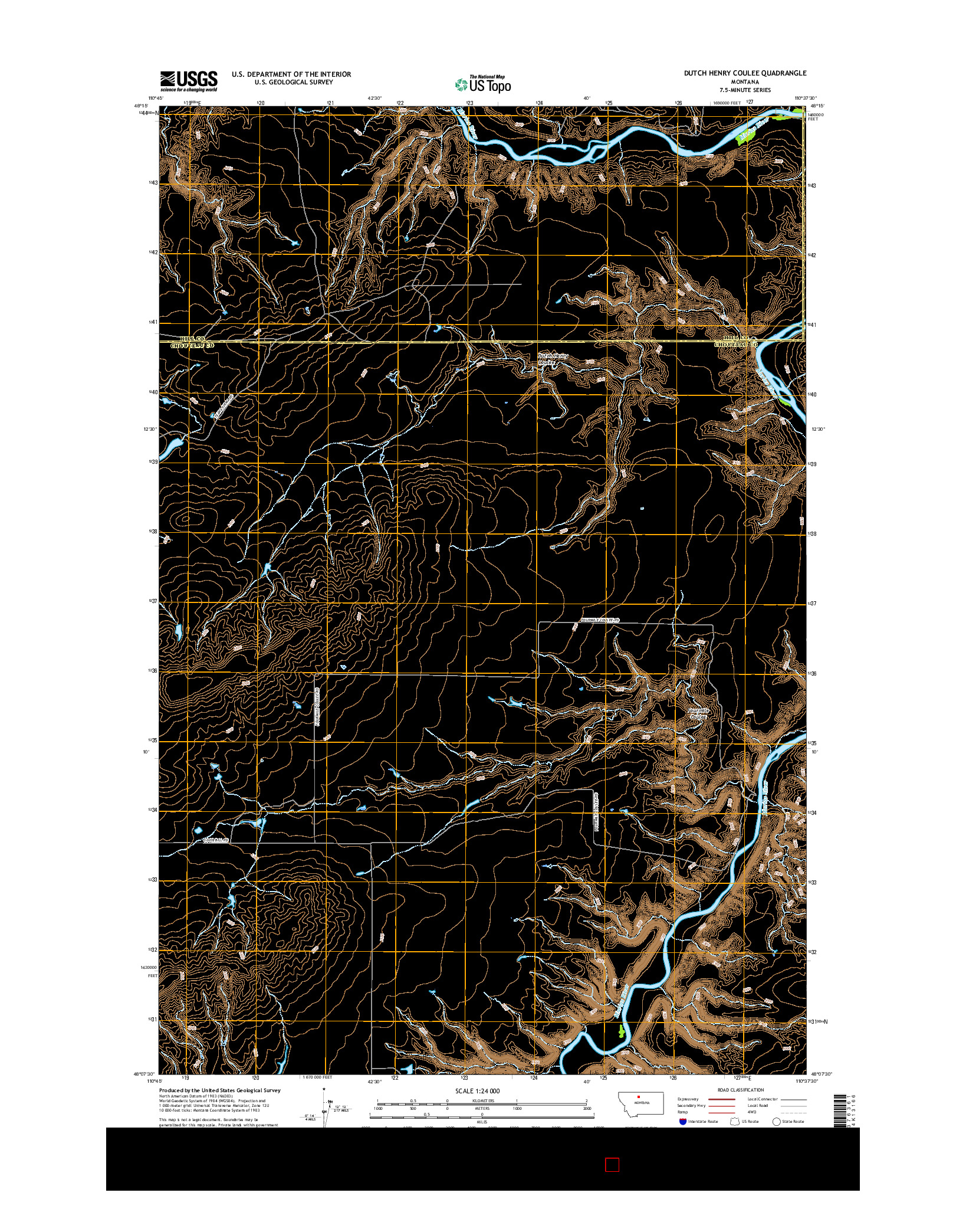 USGS US TOPO 7.5-MINUTE MAP FOR DUTCH HENRY COULEE, MT 2017