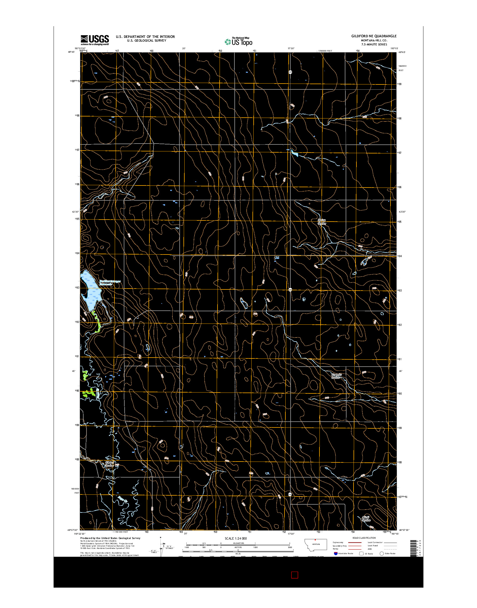 USGS US TOPO 7.5-MINUTE MAP FOR GILDFORD NE, MT 2017