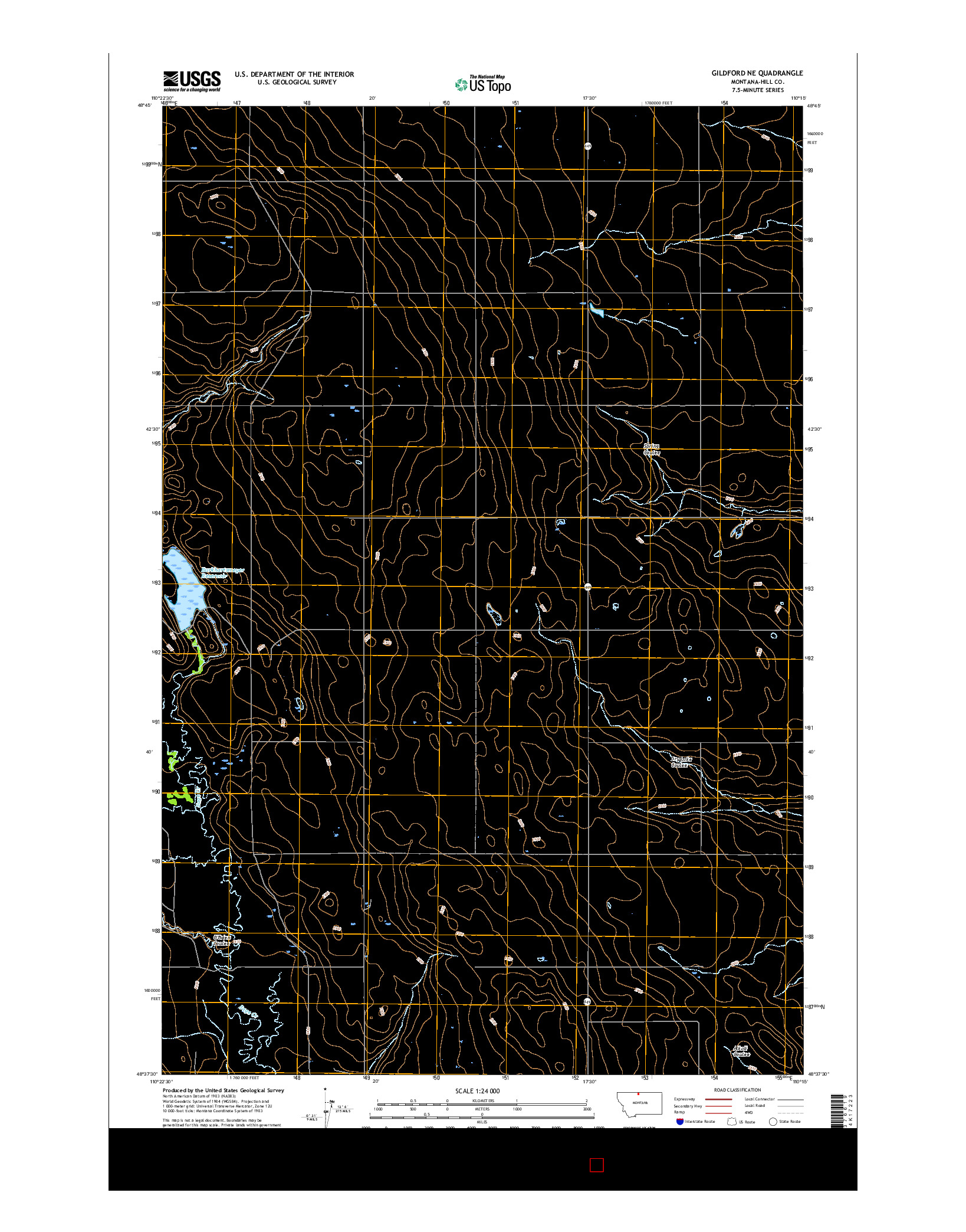 USGS US TOPO 7.5-MINUTE MAP FOR GILDFORD NE, MT 2017