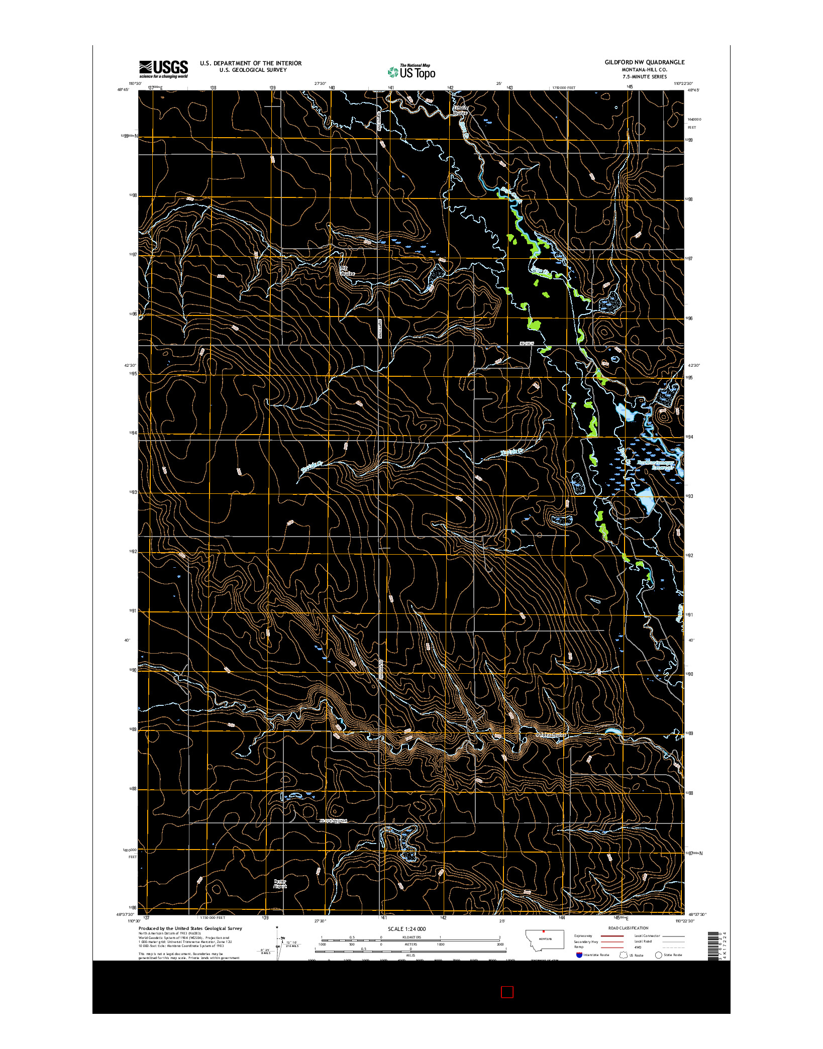 USGS US TOPO 7.5-MINUTE MAP FOR GILDFORD NW, MT 2017