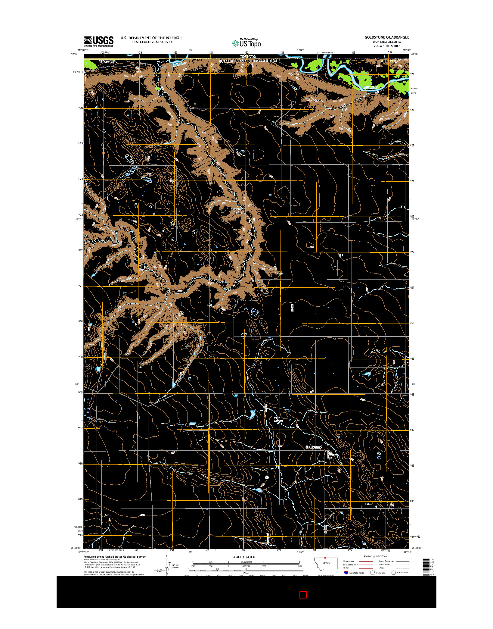 USGS US TOPO 7.5-MINUTE MAP FOR GOLDSTONE, MT-AB 2017