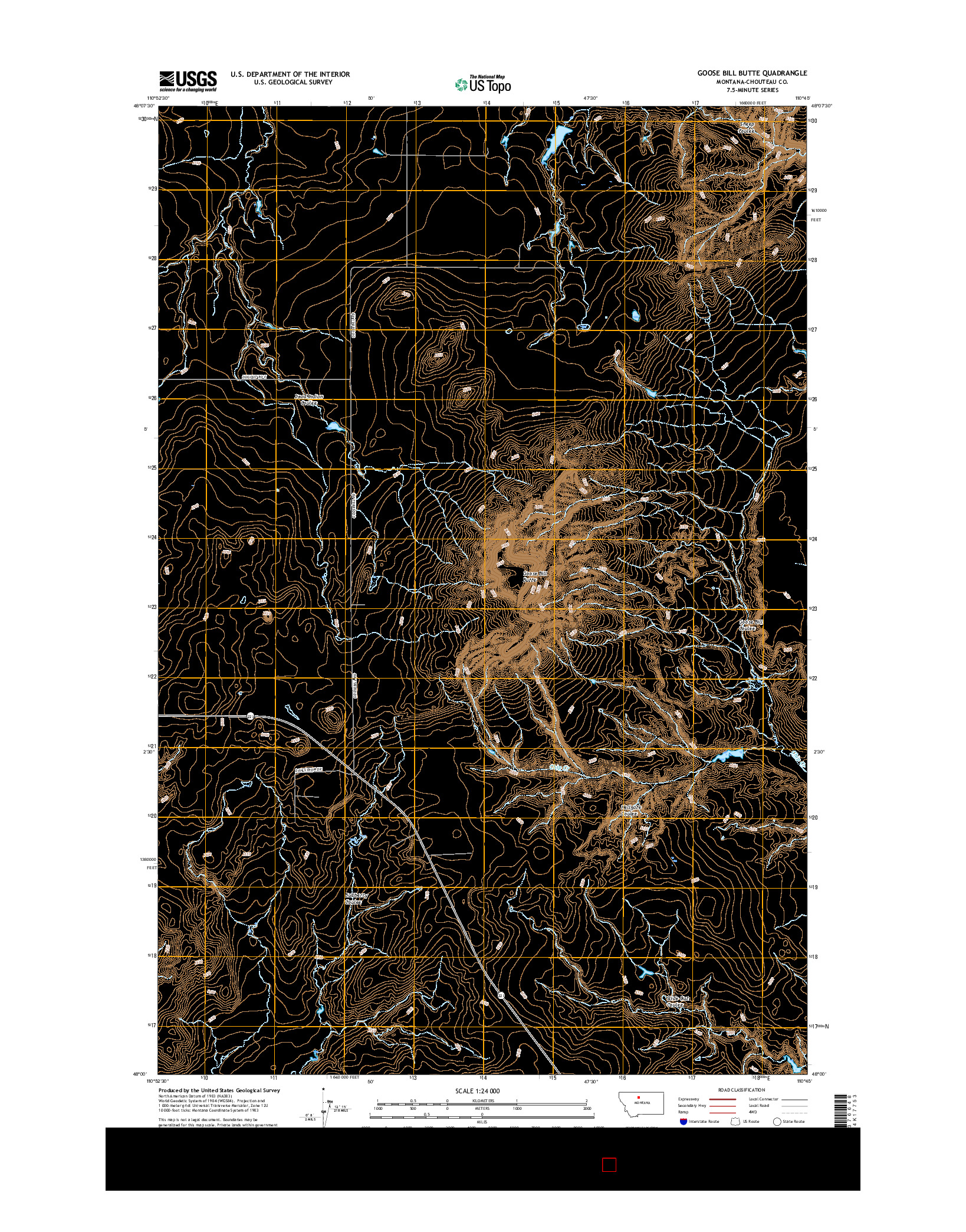 USGS US TOPO 7.5-MINUTE MAP FOR GOOSE BILL BUTTE, MT 2017