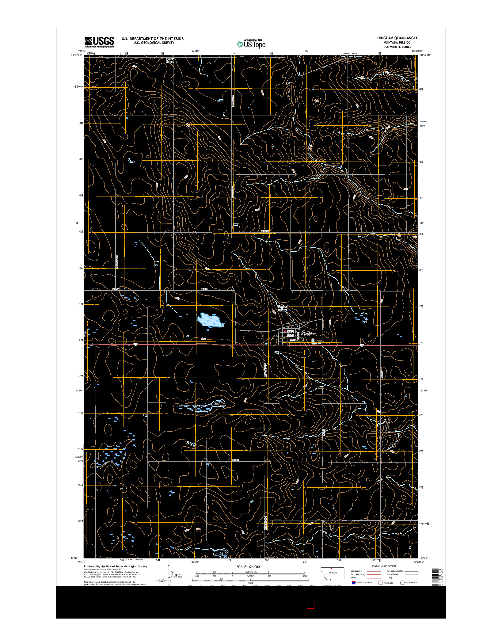 USGS US TOPO 7.5-MINUTE MAP FOR HINGHAM, MT 2017