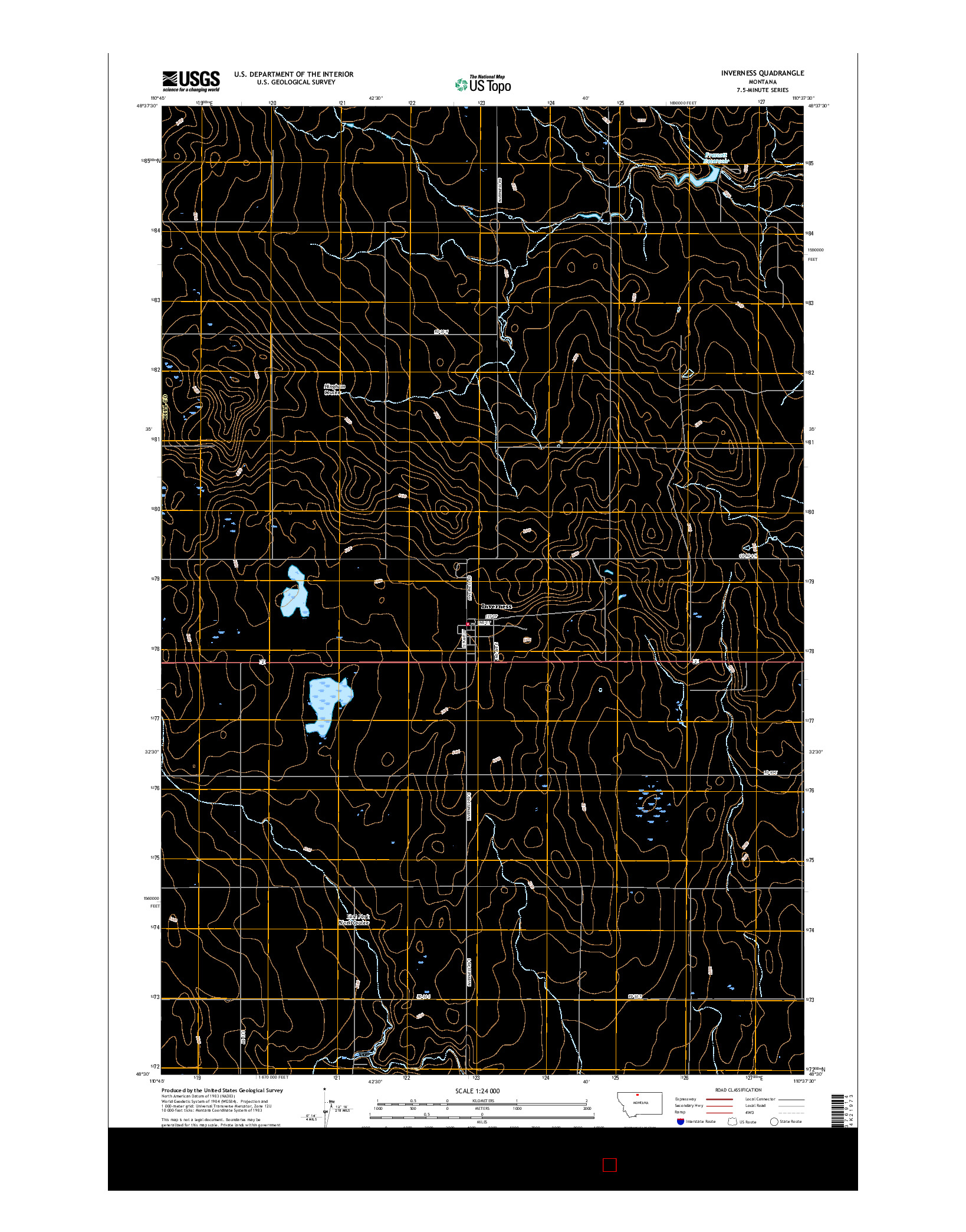 USGS US TOPO 7.5-MINUTE MAP FOR INVERNESS, MT 2017