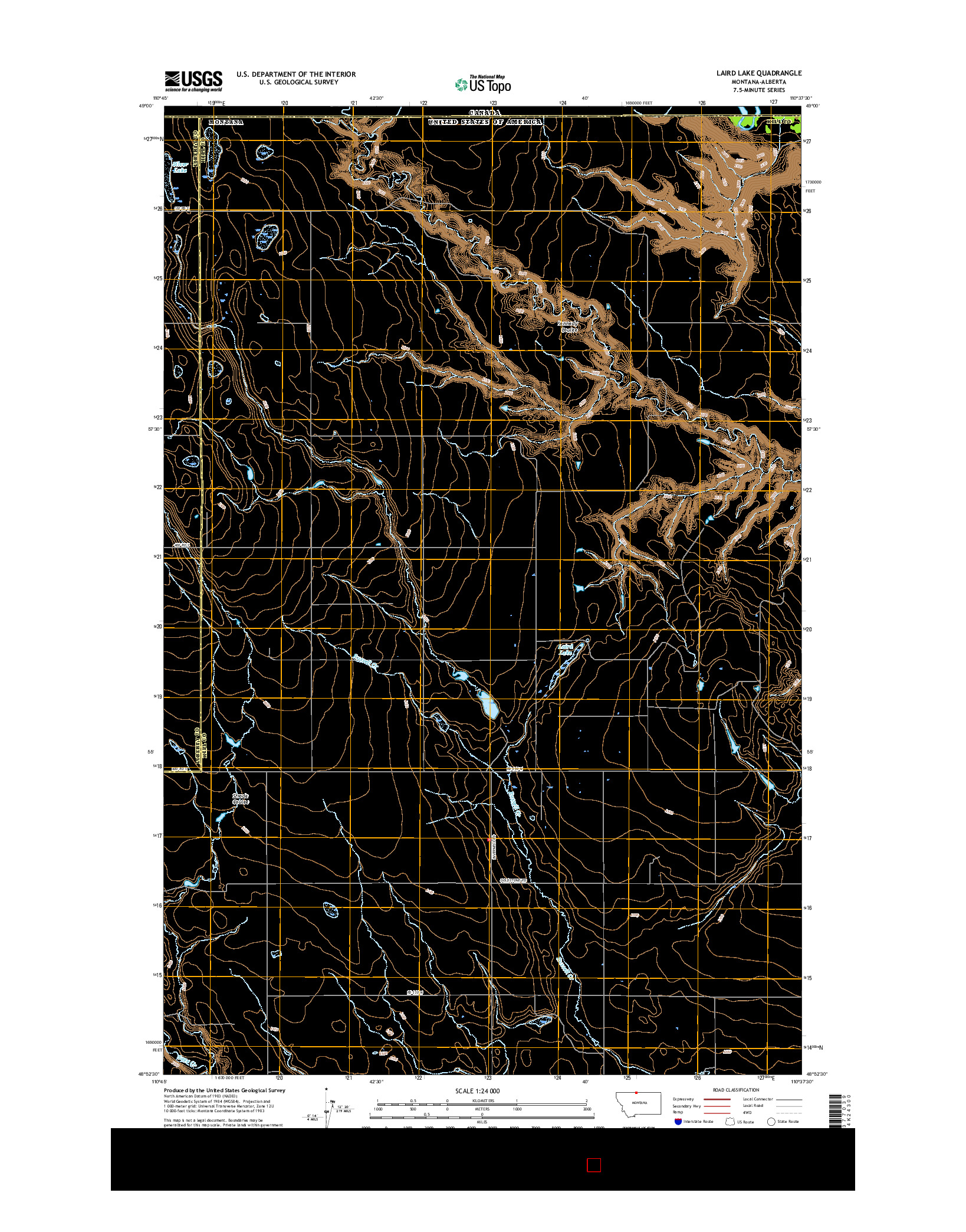 USGS US TOPO 7.5-MINUTE MAP FOR LAIRD LAKE, MT-AB 2017