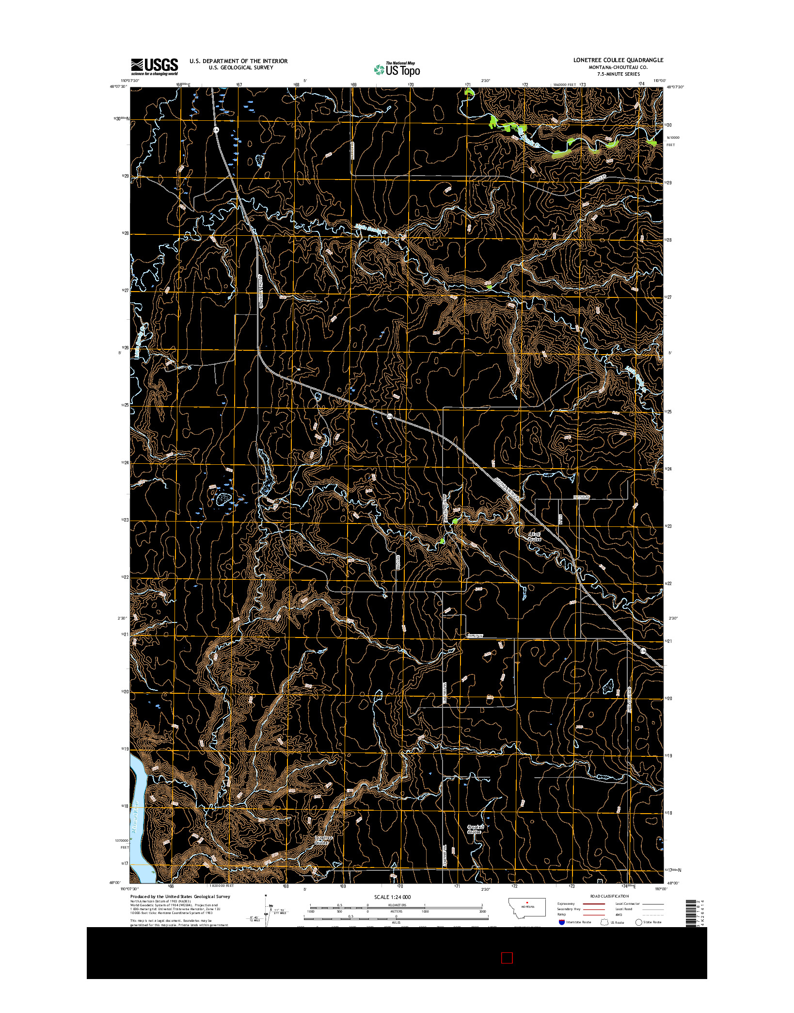 USGS US TOPO 7.5-MINUTE MAP FOR LONETREE COULEE, MT 2017