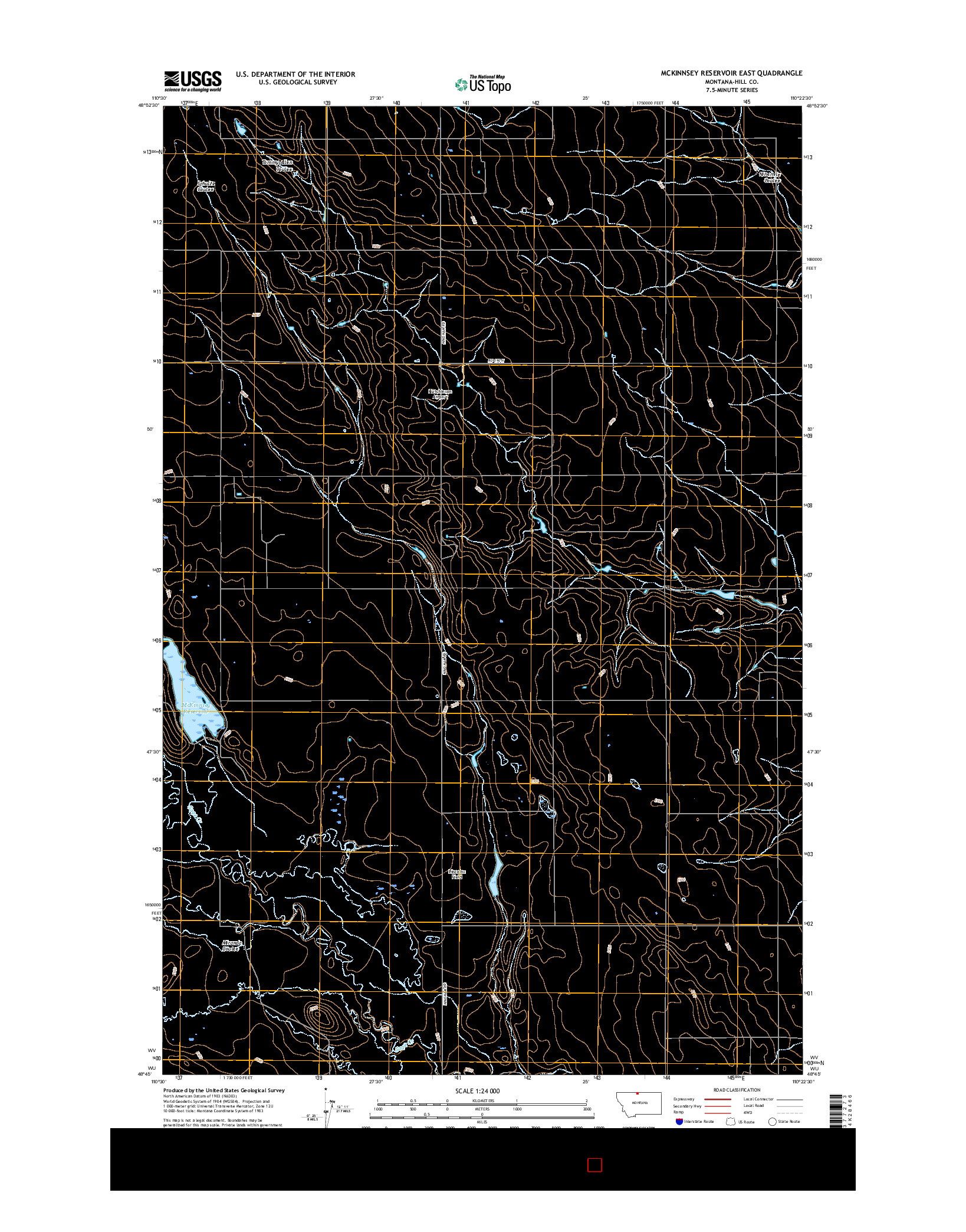 USGS US TOPO 7.5-MINUTE MAP FOR MCKINNSEY RESERVOIR EAST, MT 2017