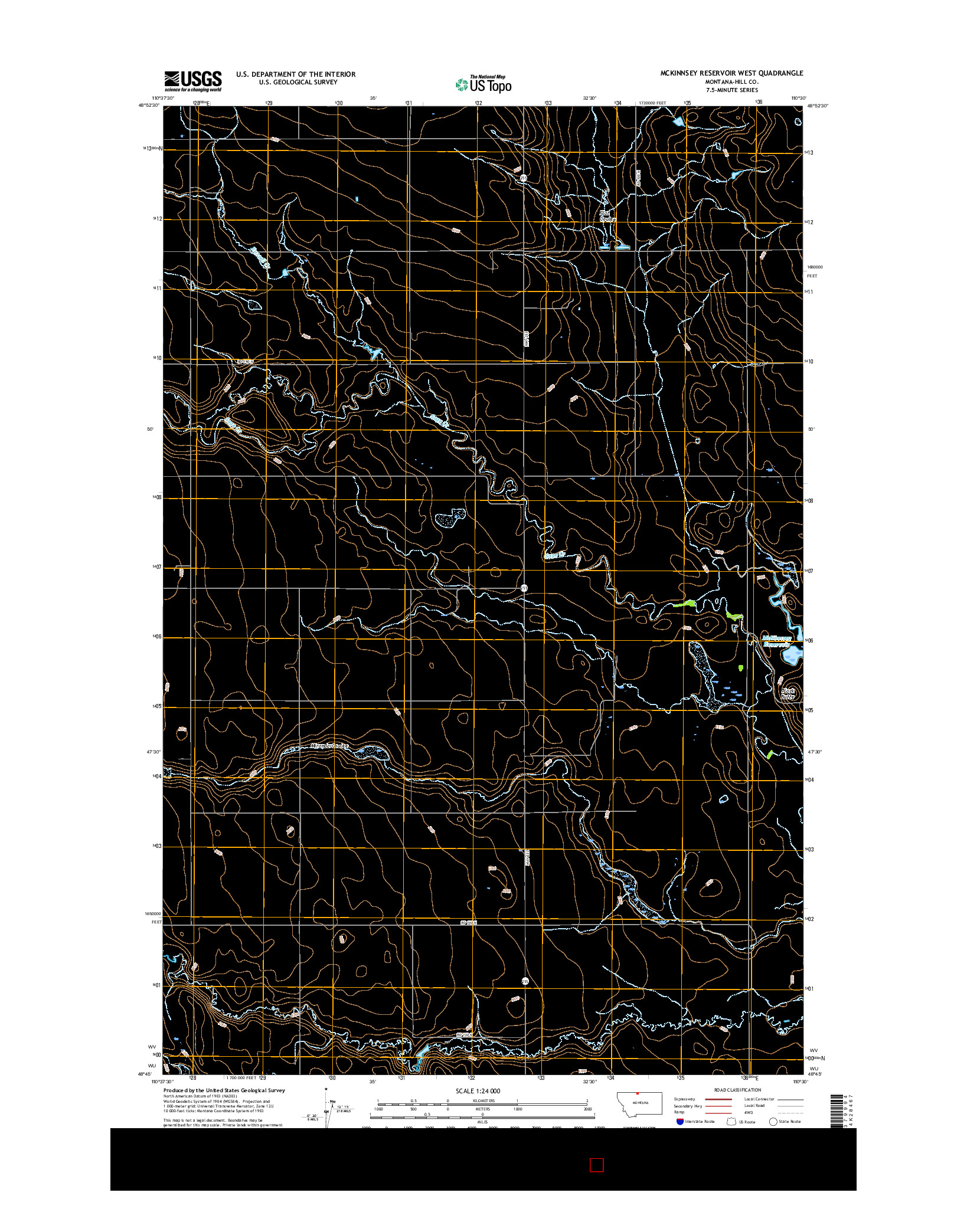 USGS US TOPO 7.5-MINUTE MAP FOR MCKINNSEY RESERVOIR WEST, MT 2017