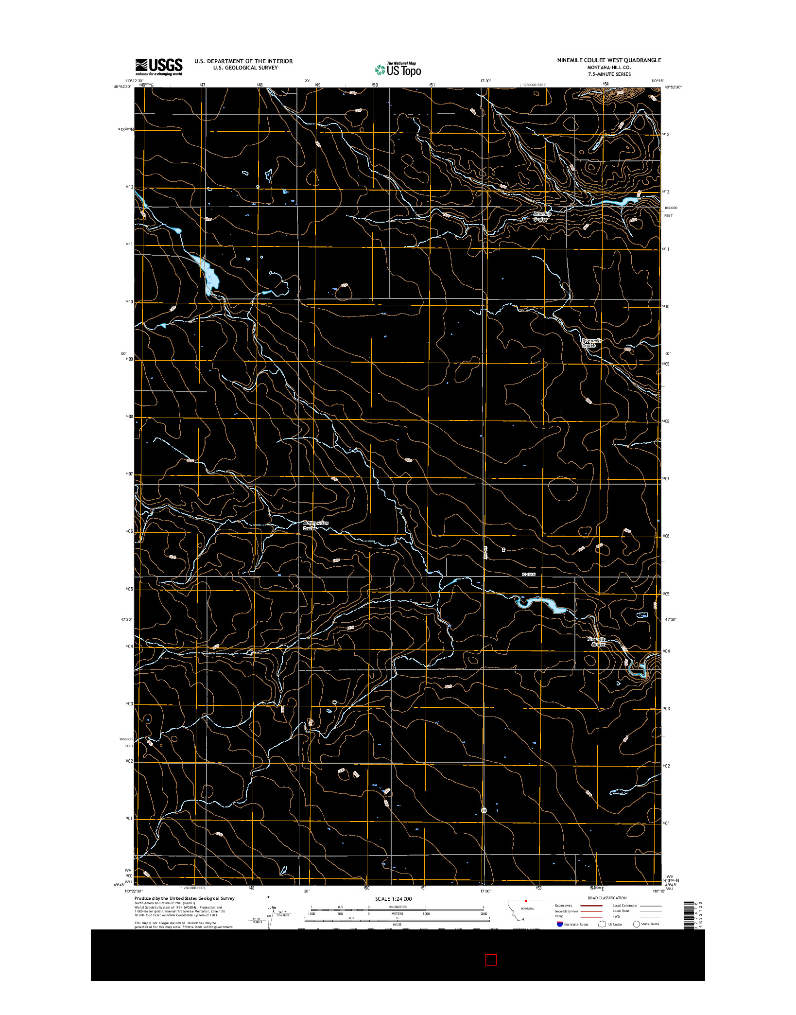 USGS US TOPO 7.5-MINUTE MAP FOR NINEMILE COULEE WEST, MT 2017