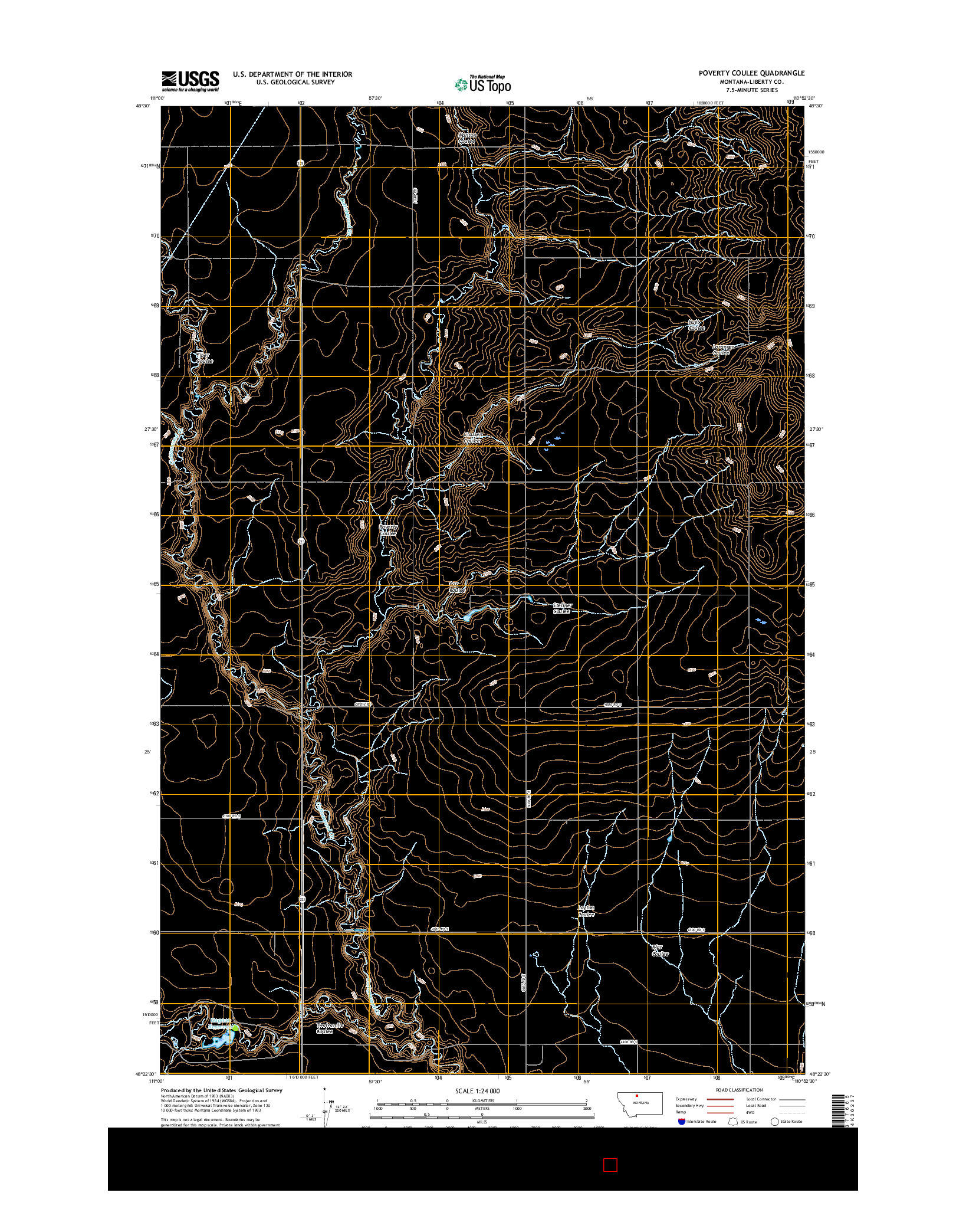 USGS US TOPO 7.5-MINUTE MAP FOR POVERTY COULEE, MT 2017