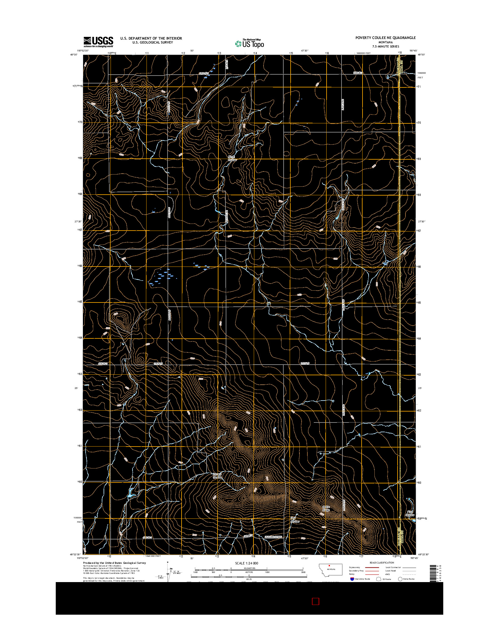 USGS US TOPO 7.5-MINUTE MAP FOR POVERTY COULEE NE, MT 2017