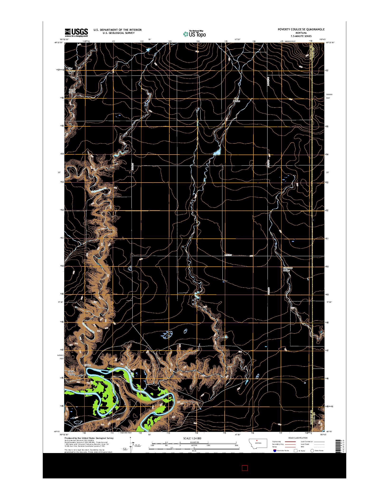 USGS US TOPO 7.5-MINUTE MAP FOR POVERTY COULEE SE, MT 2017