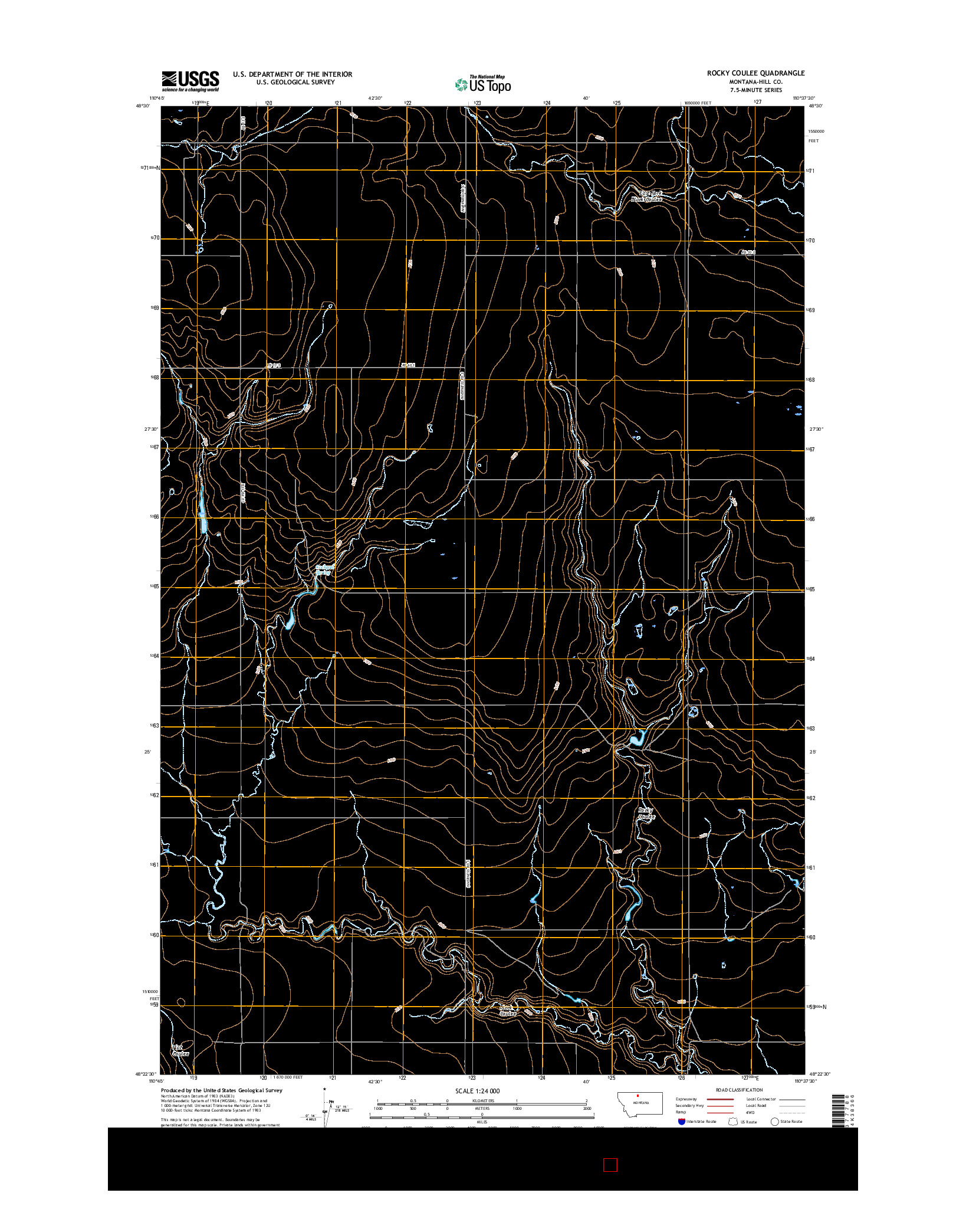 USGS US TOPO 7.5-MINUTE MAP FOR ROCKY COULEE, MT 2017