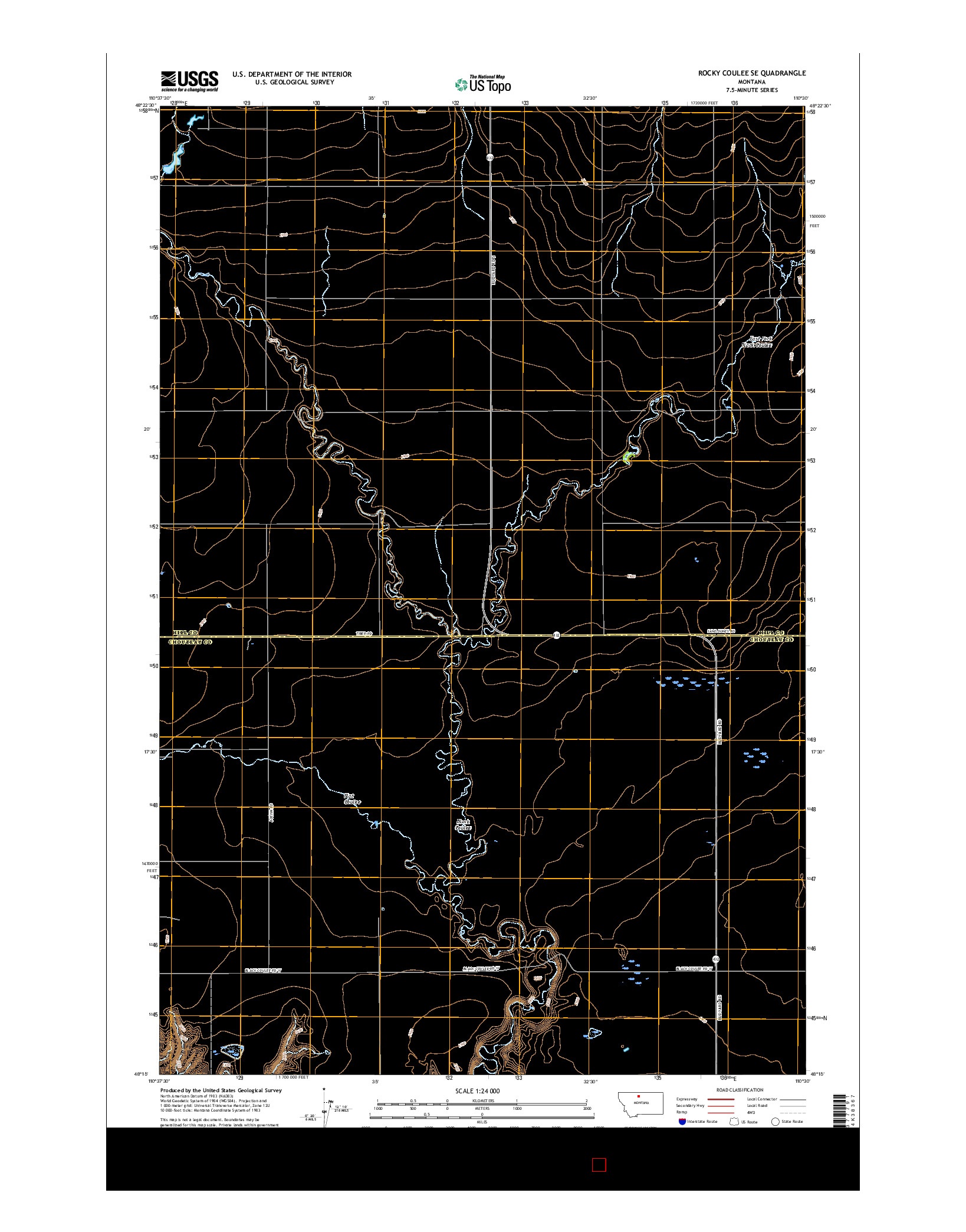 USGS US TOPO 7.5-MINUTE MAP FOR ROCKY COULEE SE, MT 2017