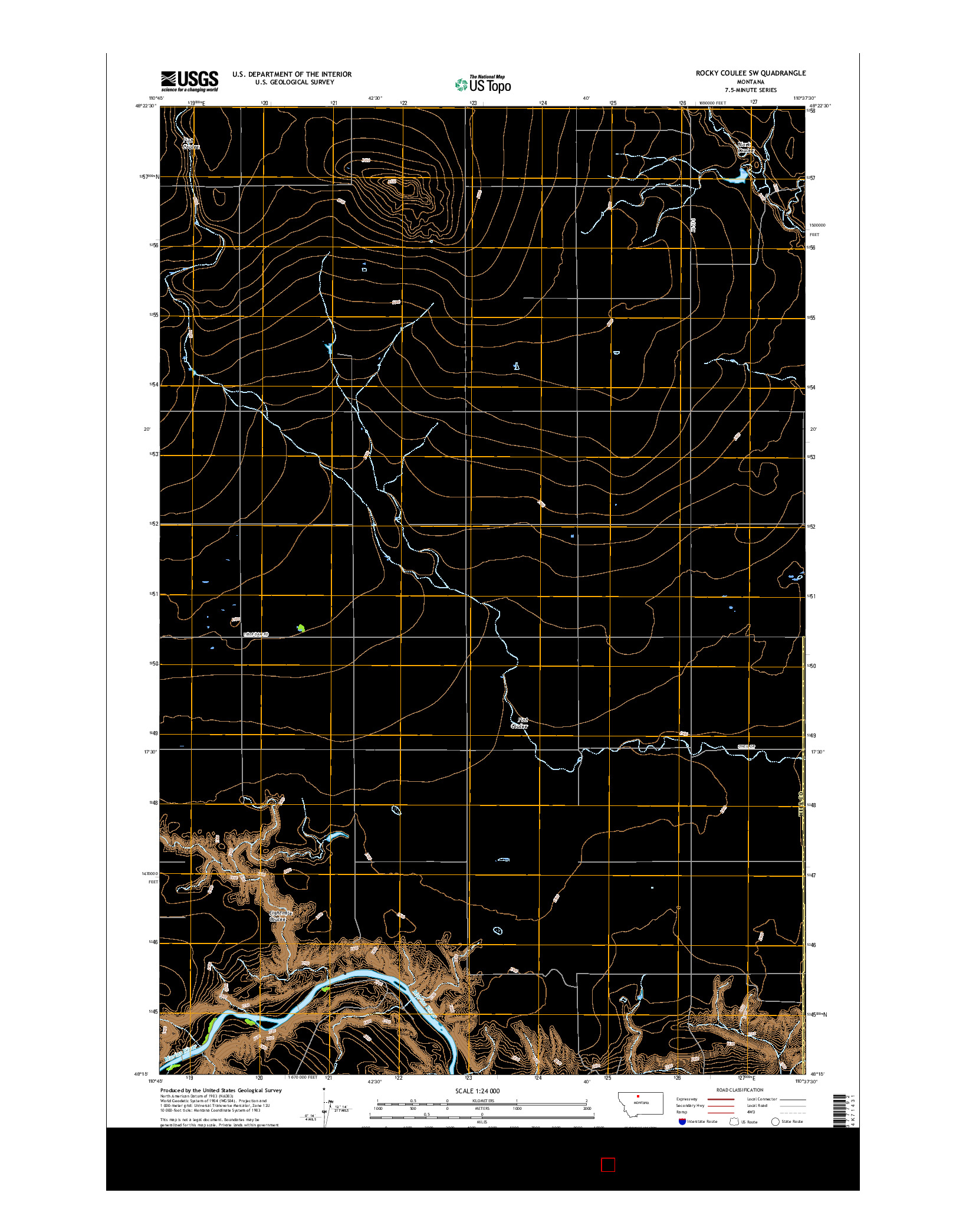 USGS US TOPO 7.5-MINUTE MAP FOR ROCKY COULEE SW, MT 2017